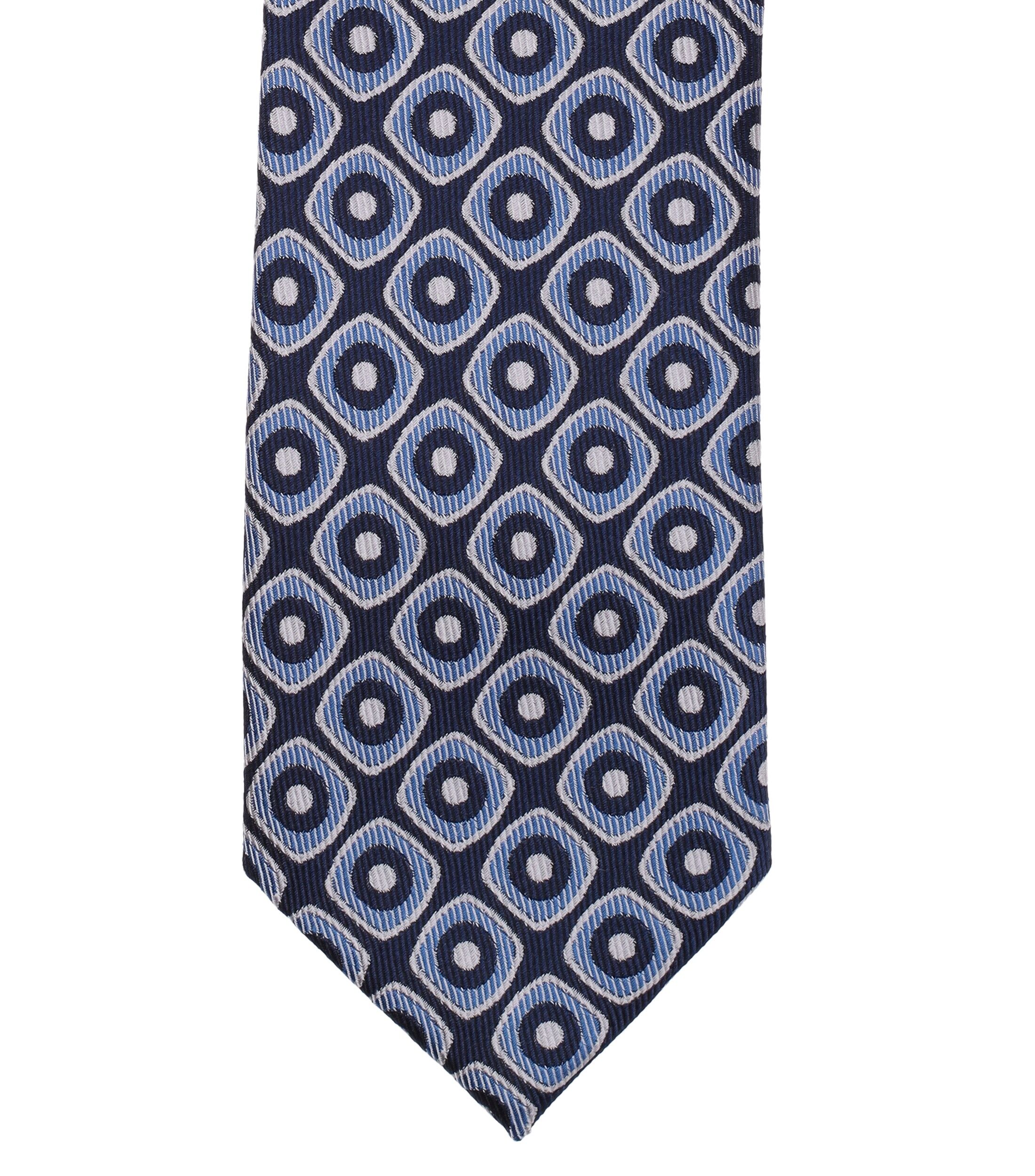 VENTI stropdas, donkerblauw, lichtblauw, wit dessin