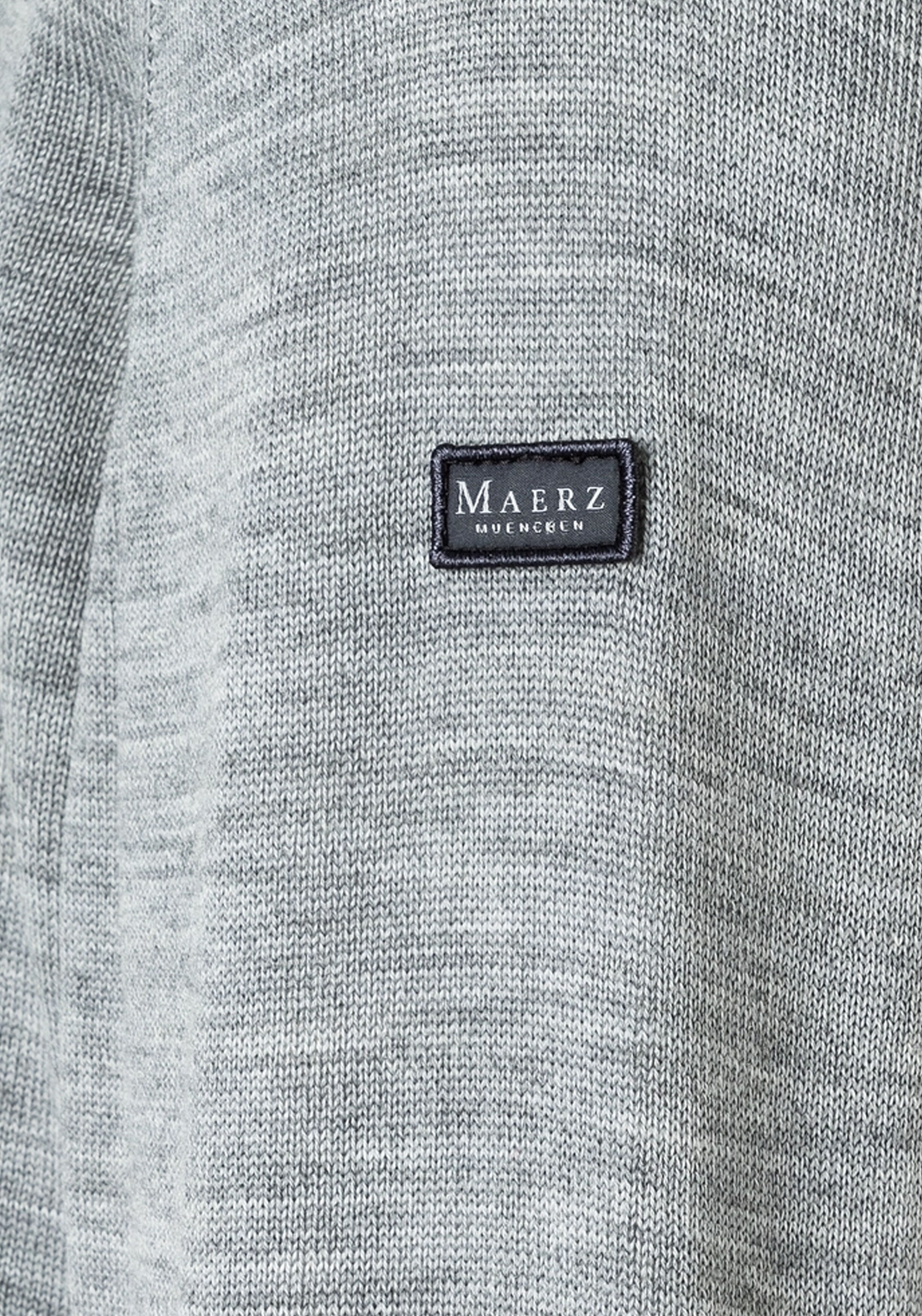 MAERZ Classic Fit heren trui met O-hals wol, grijs