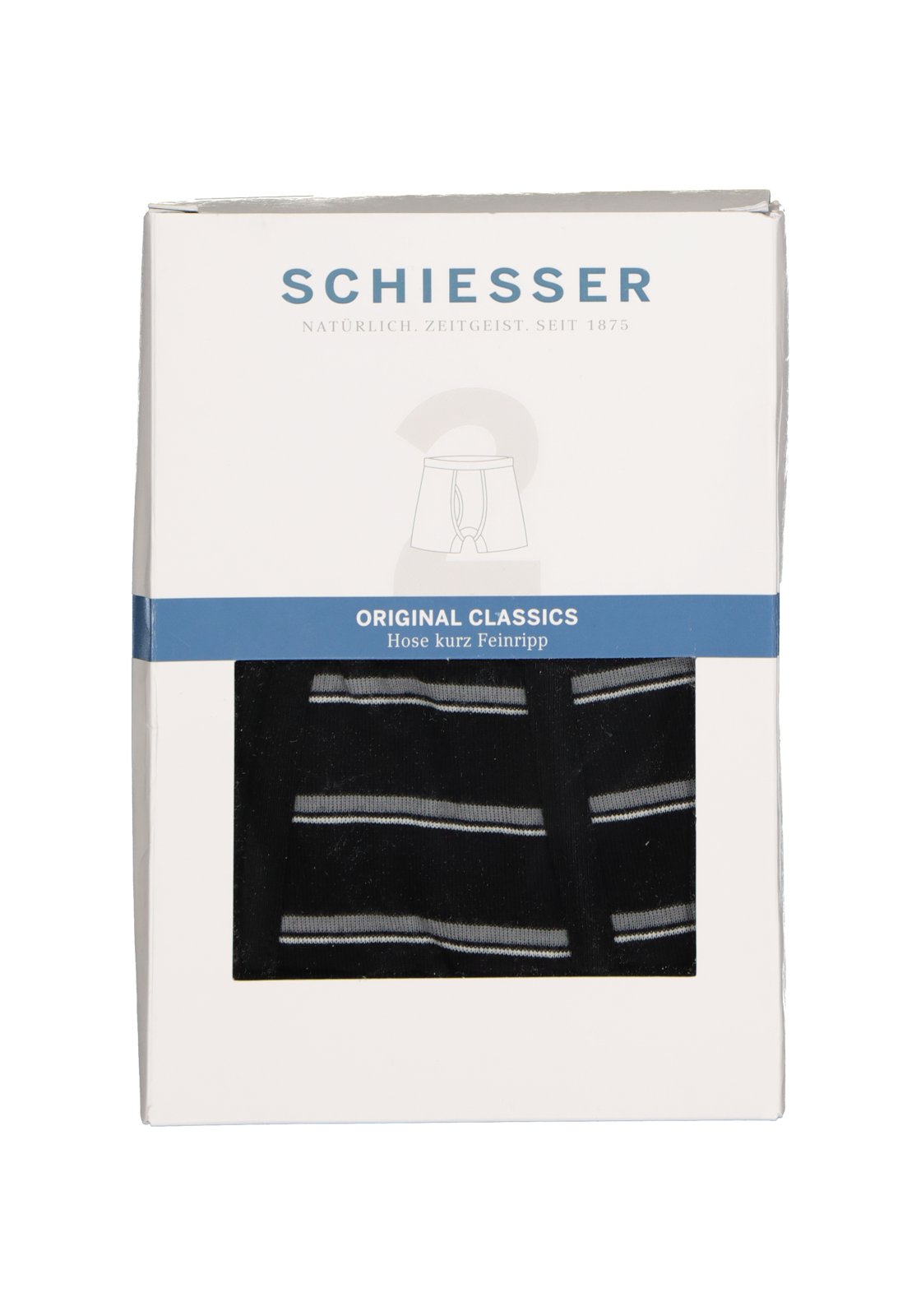 4-4007065657145_schiesser_boxer_2p_HR SCHIESSER Original Classics shorts (2-pack), Feinripp met gulp, zwart gestreept