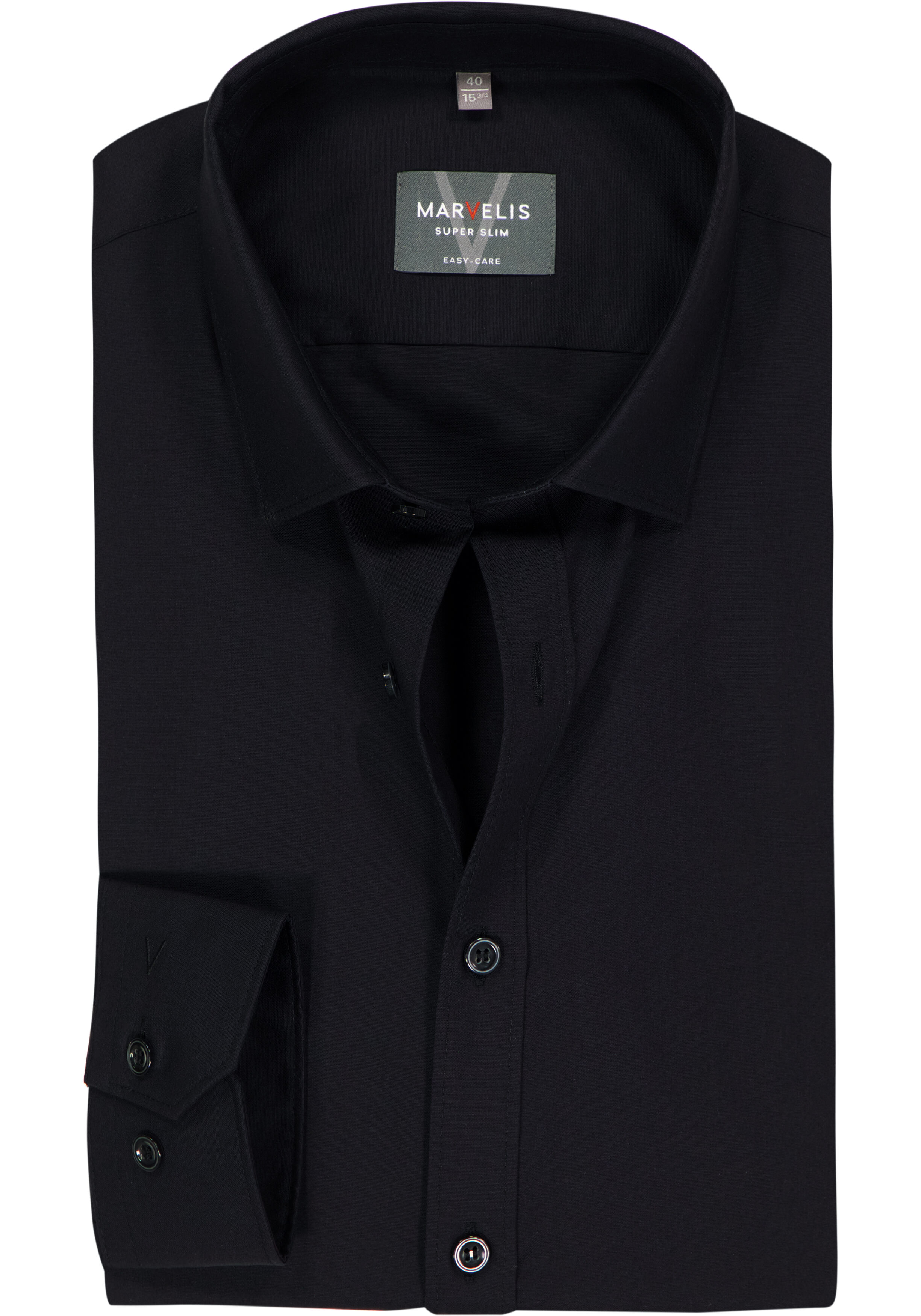 MARVELIS super slim fit overhemd, popeline, zwart