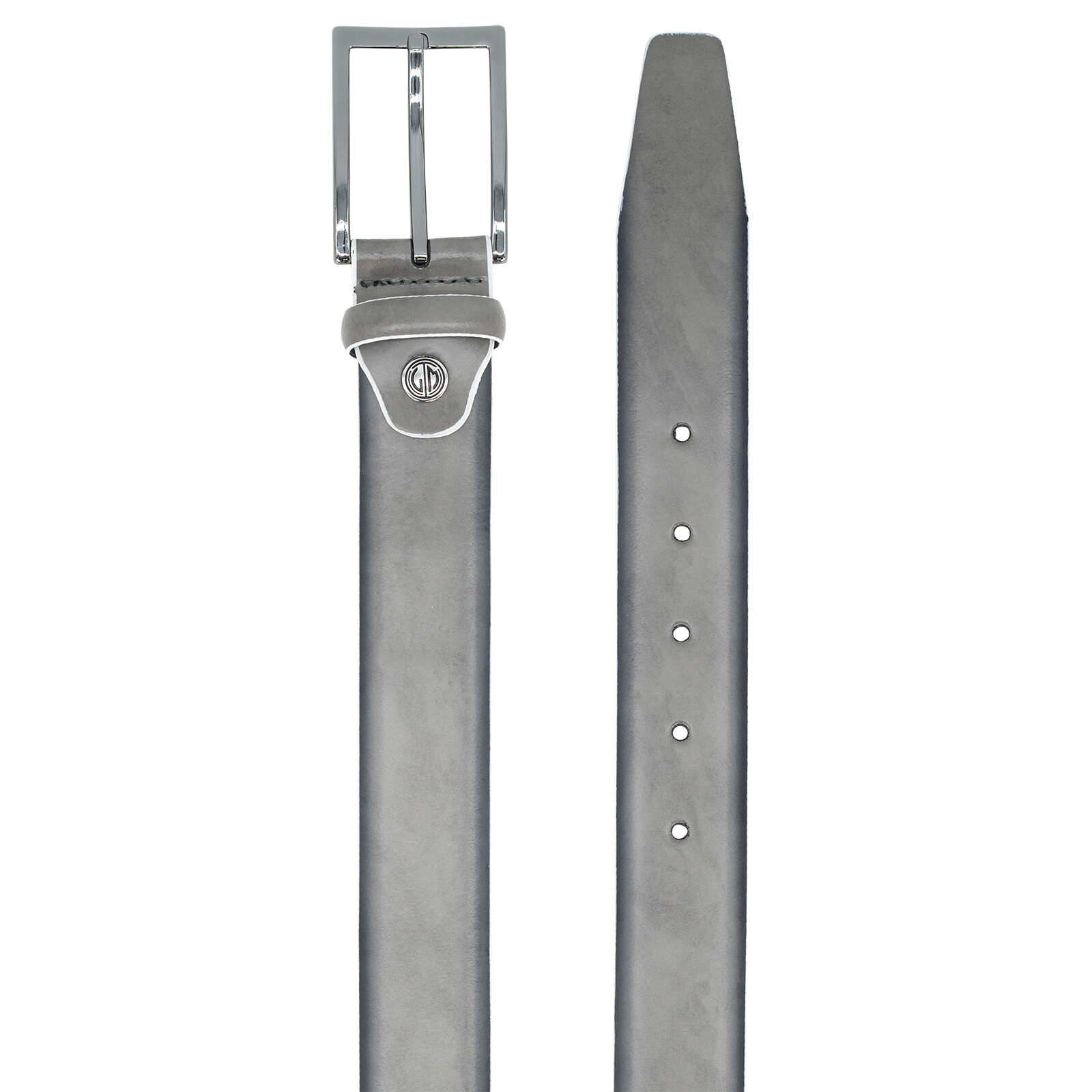 LINDENMANN leren heren riem, grijs