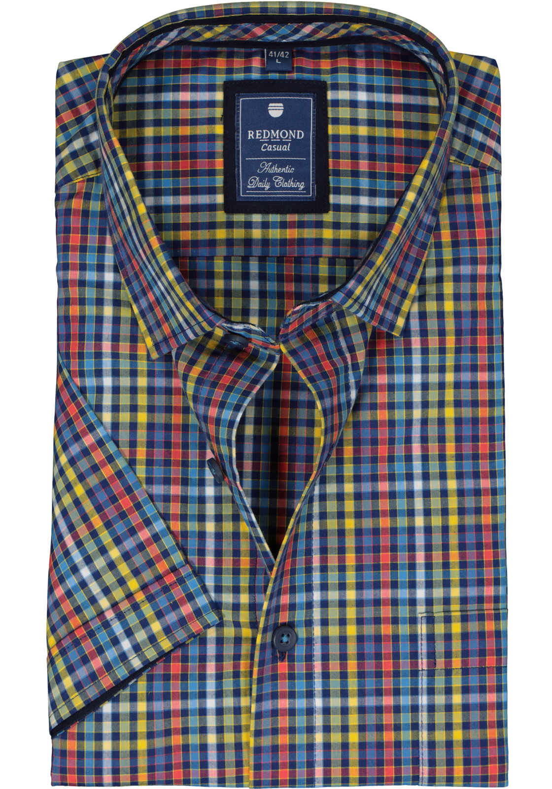 1-4061933352761_redmond-overhemd_HR Redmond regular fit overhemd, korte mouw, popeline, blauw geruit