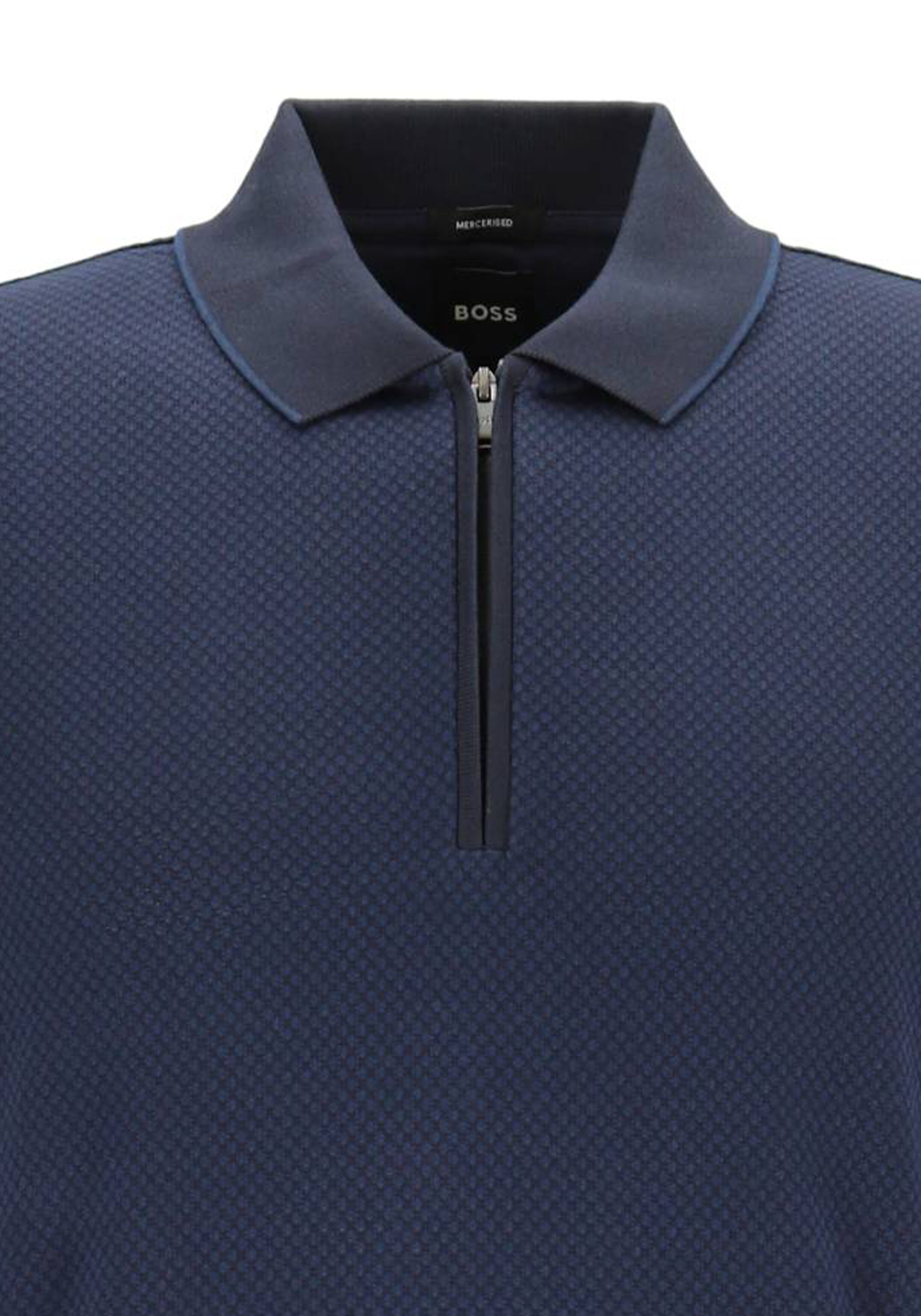 BOSS Peduzzi regular fit polo lange mouw, jersey, donkerblauw