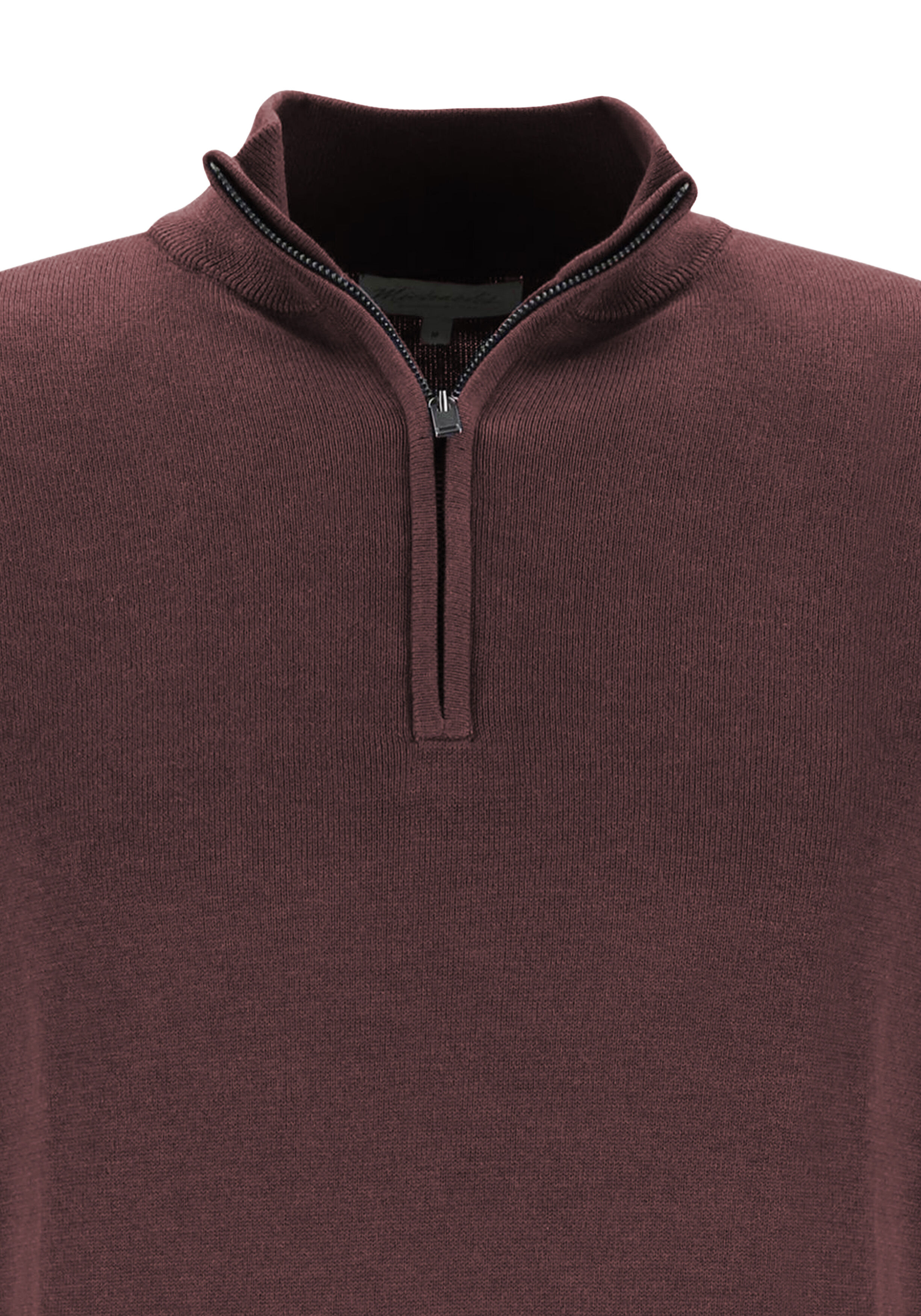 Michaelis heren trui katoenmengsel, slim fit trui met korte rits, paars