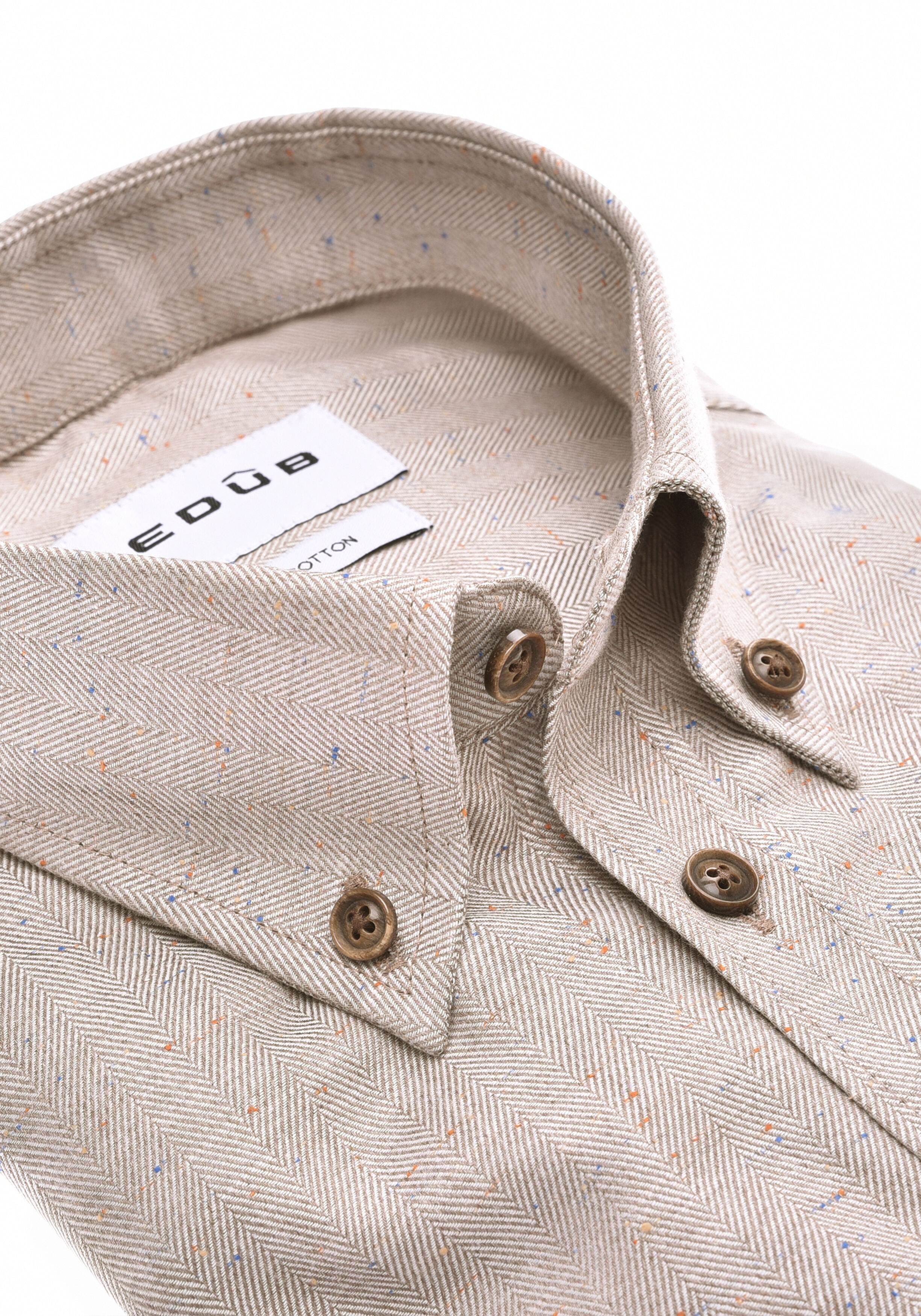 Ledub modern fit overhemd, flanel, lichtbruin