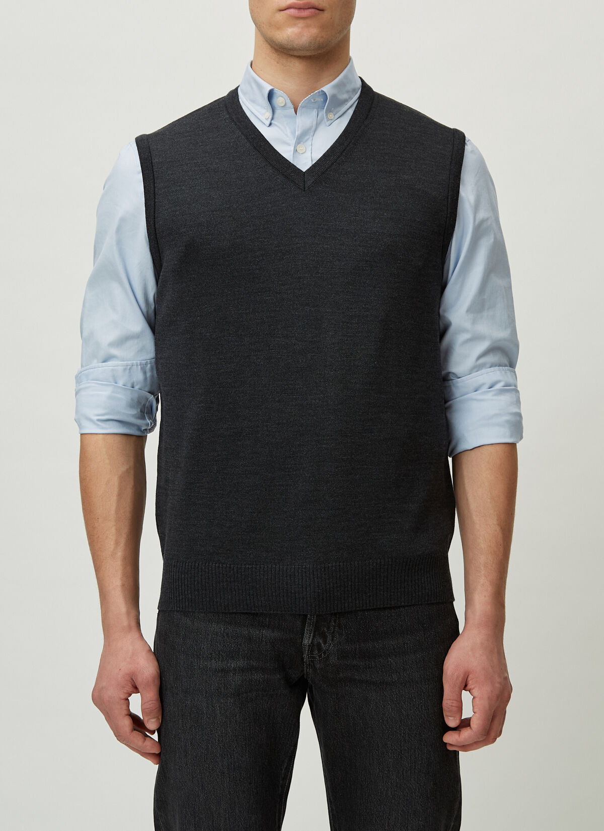 MAERZ Classic Fit heren spencer wol, antraciet grijs
