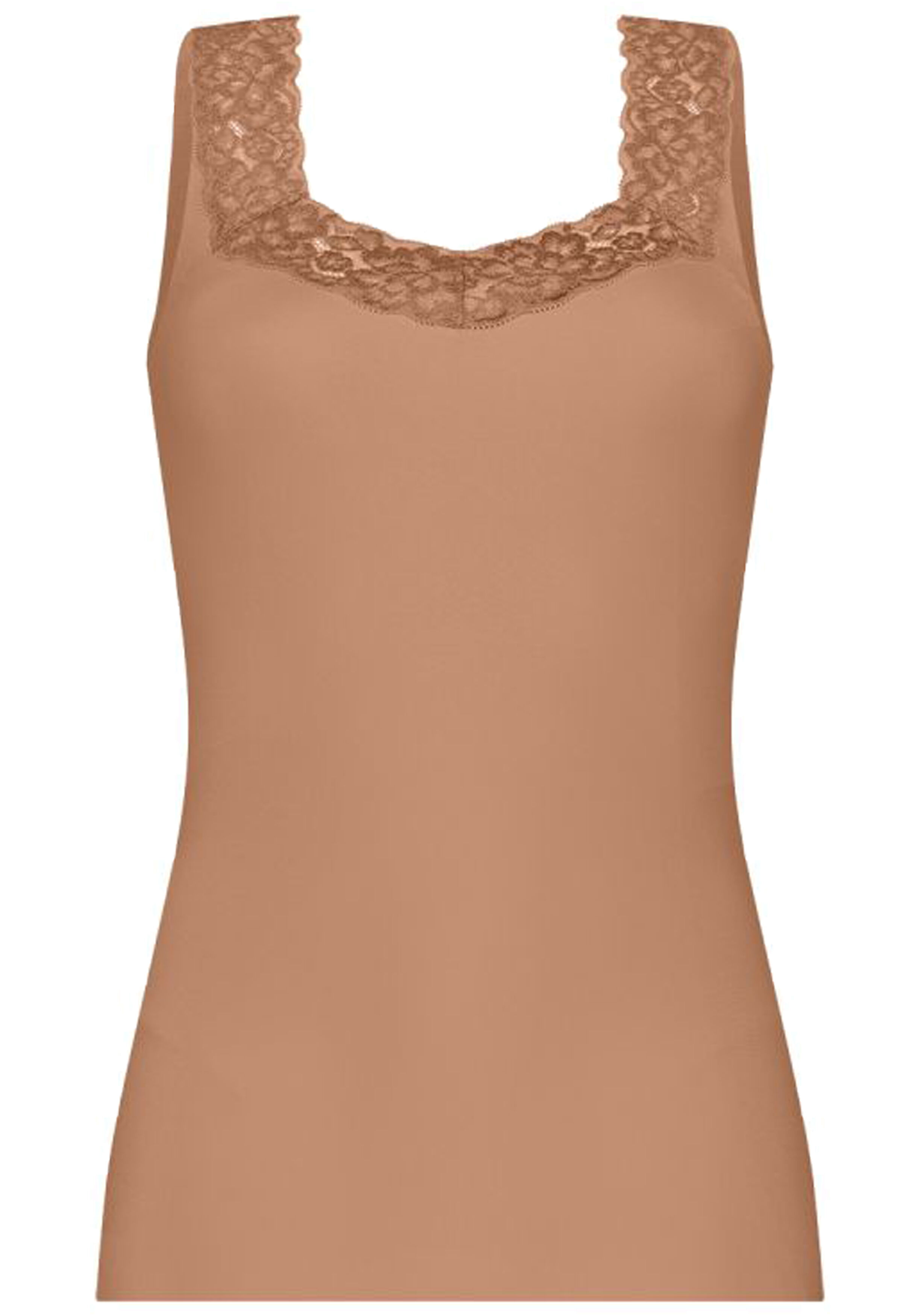 TEN CATE Secrets Lace women singlet met kant (1-pack), dames singlet, hazelnoot