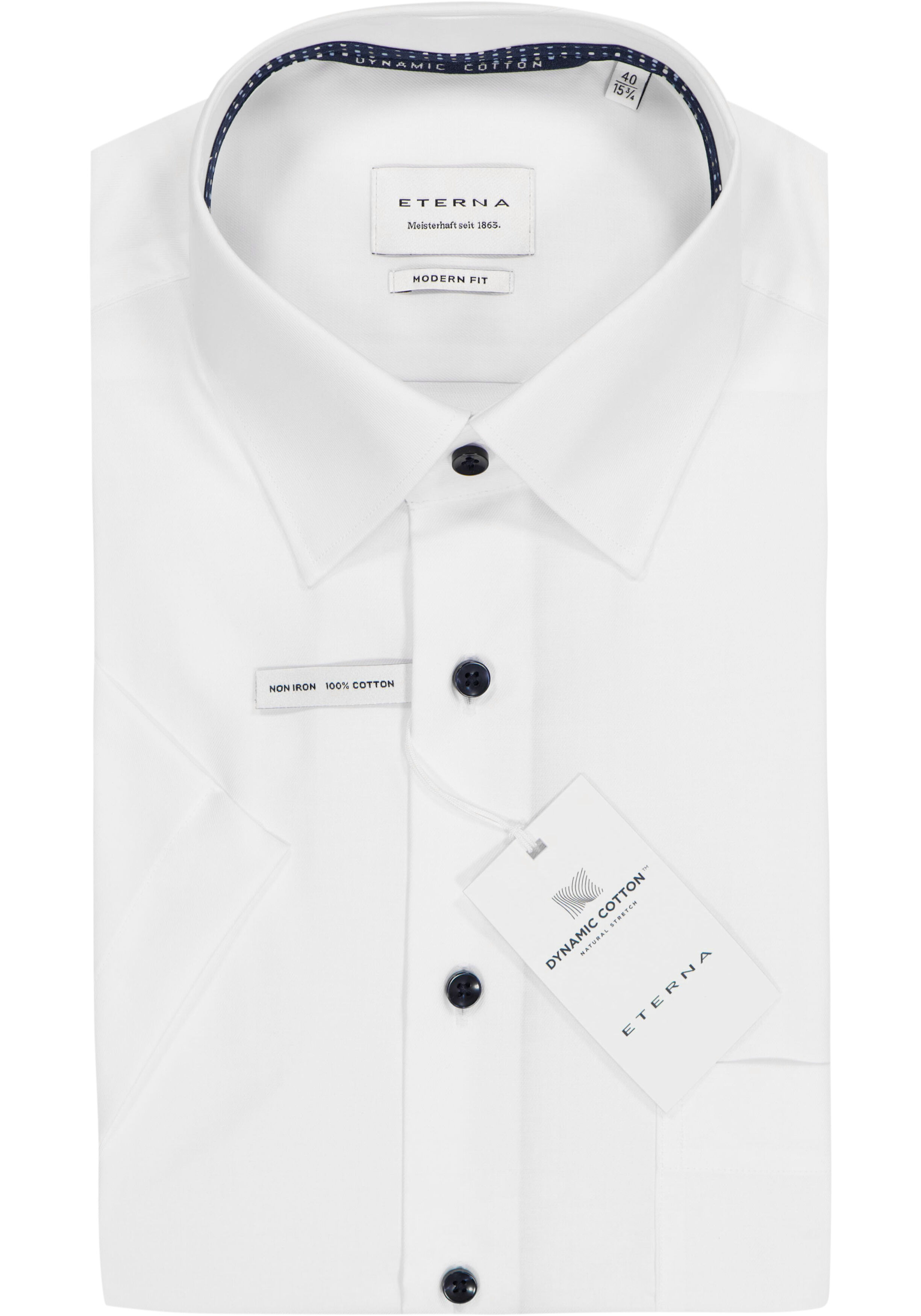 ETERNA modern fit overhemd korte mouw, twill, wit