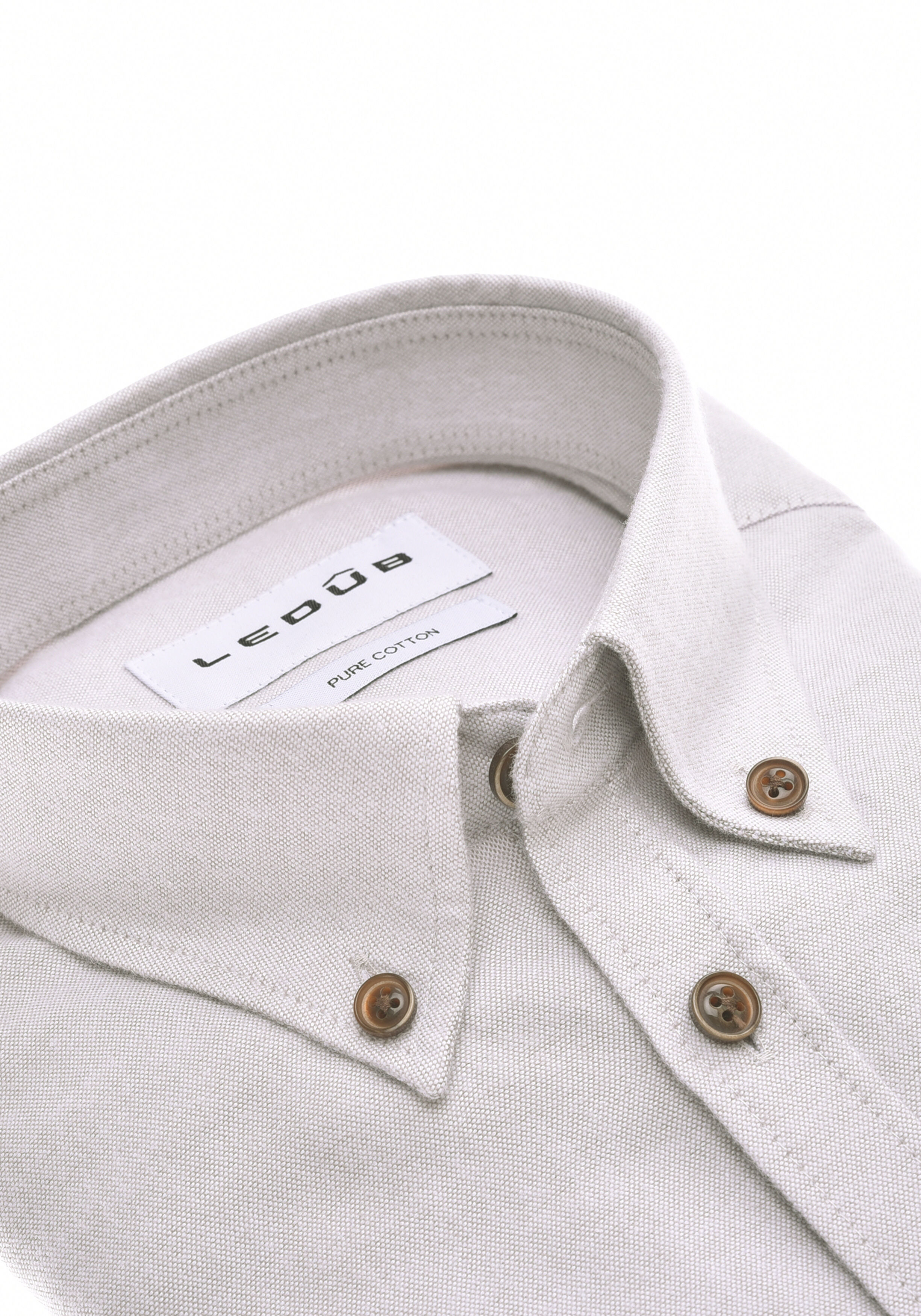 Ledub modern fit overhemd, Oxford, lichtgrijs