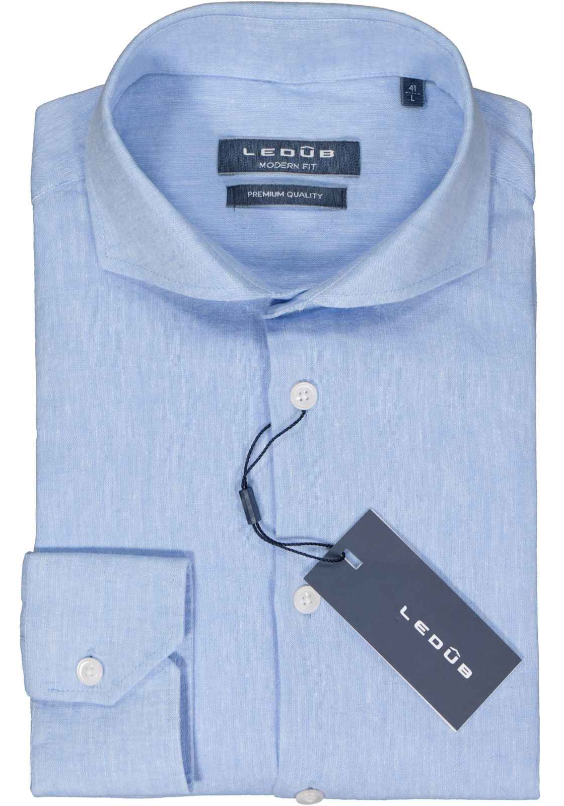 2-8717126091233_Ledub_overhemd_HR Ledub modern fit overhemd, structuur, lichtblauw