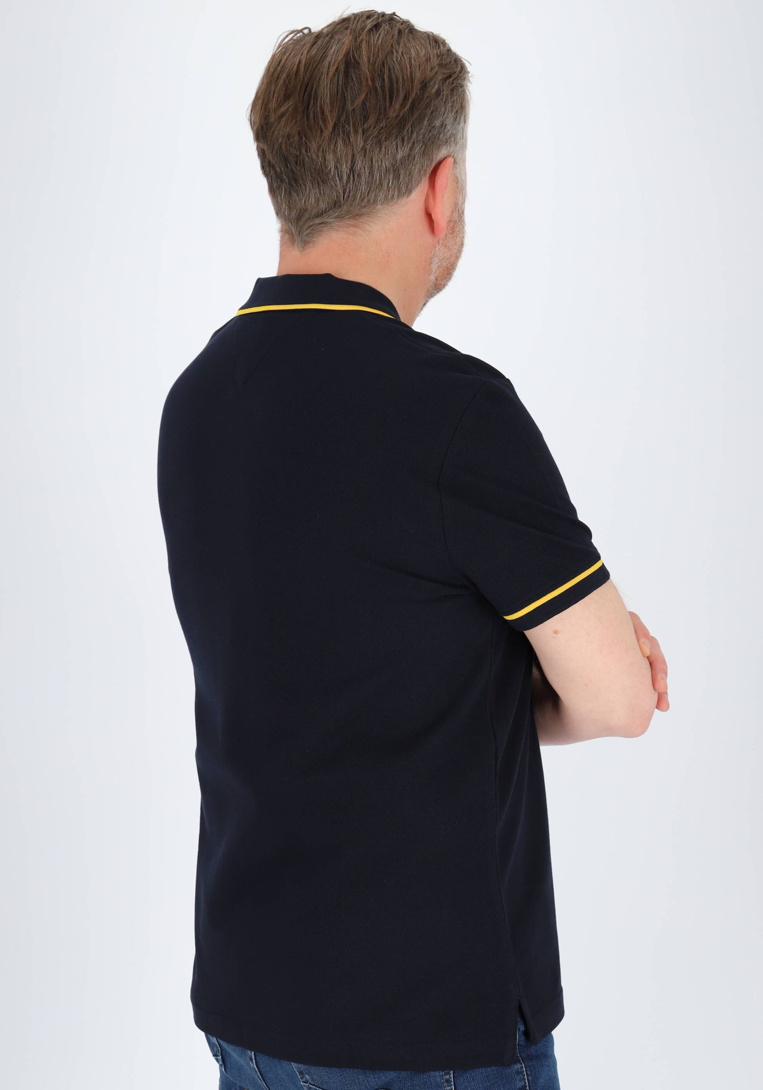 Tommy Hilfiger Open Collar Tipped Regular Polo, heren poloshirt, donkerblauw