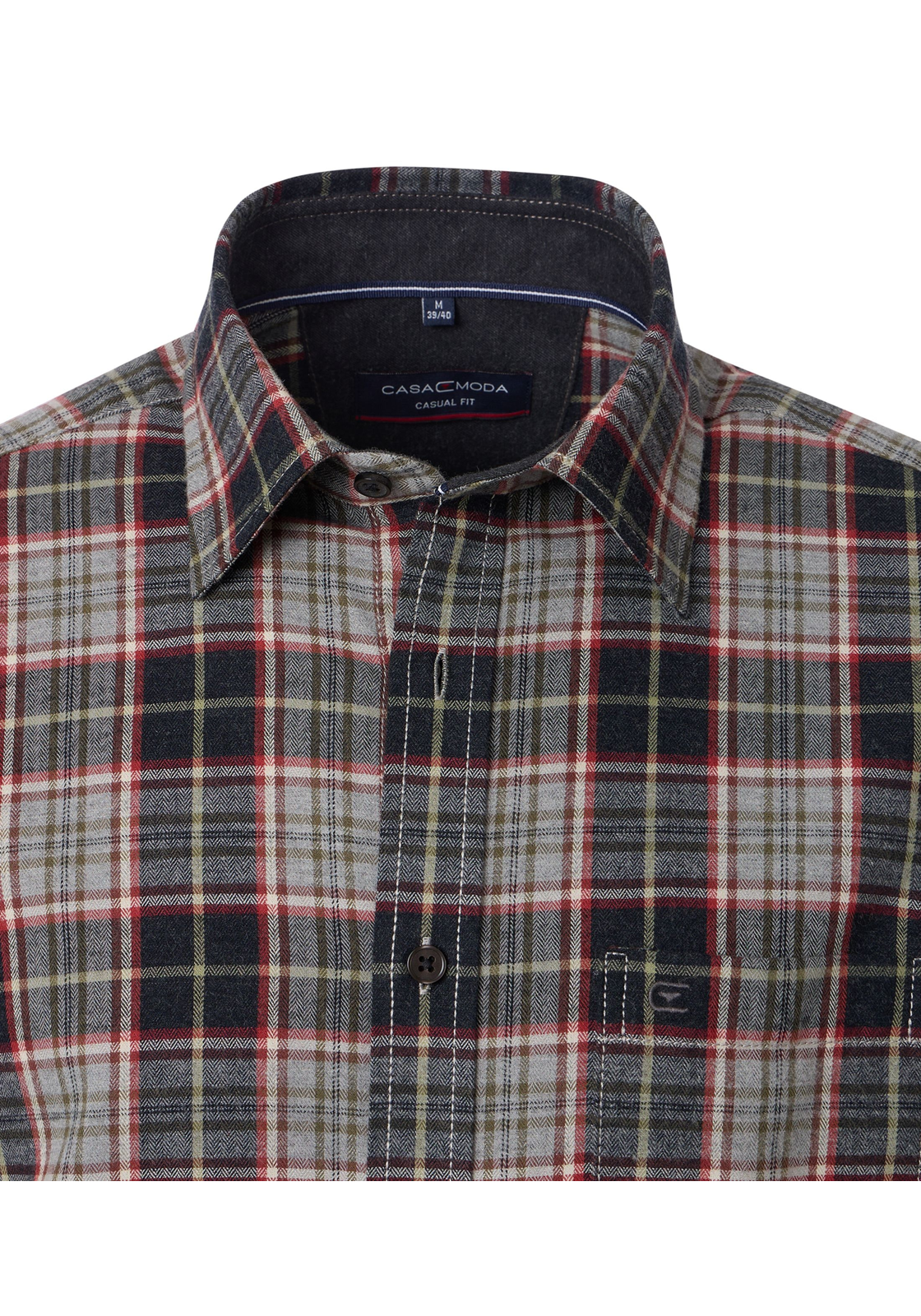 CASA MODA Sport casual fit overhemd, flanel, grijs dessin - 444305900-750 CASA MODA Sport casual fit overhemd, flanel, grijs dessin - 444305900-750