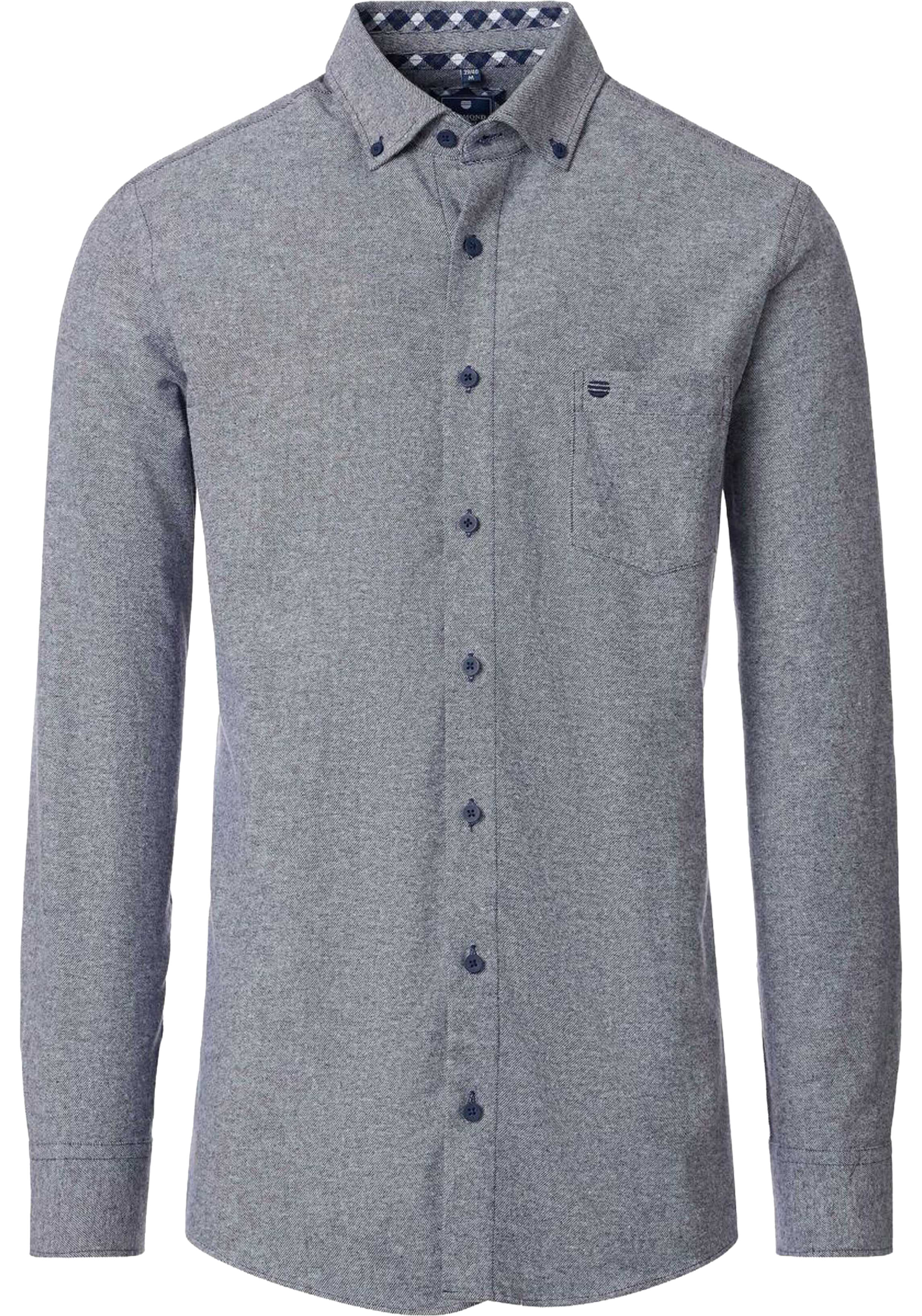 Redmond modern fit overhemd, flanel, blauw