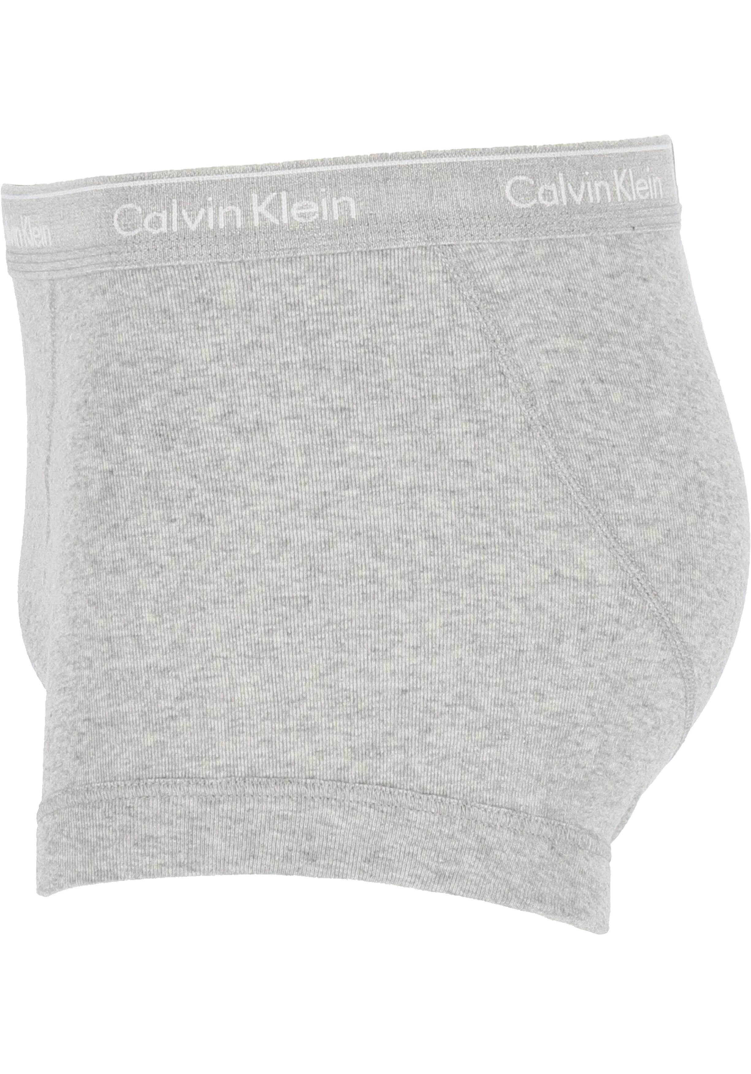Calvin Klein trunks (3-pack), heren boxer normale lengte met gulp, zwart, wit, grijs