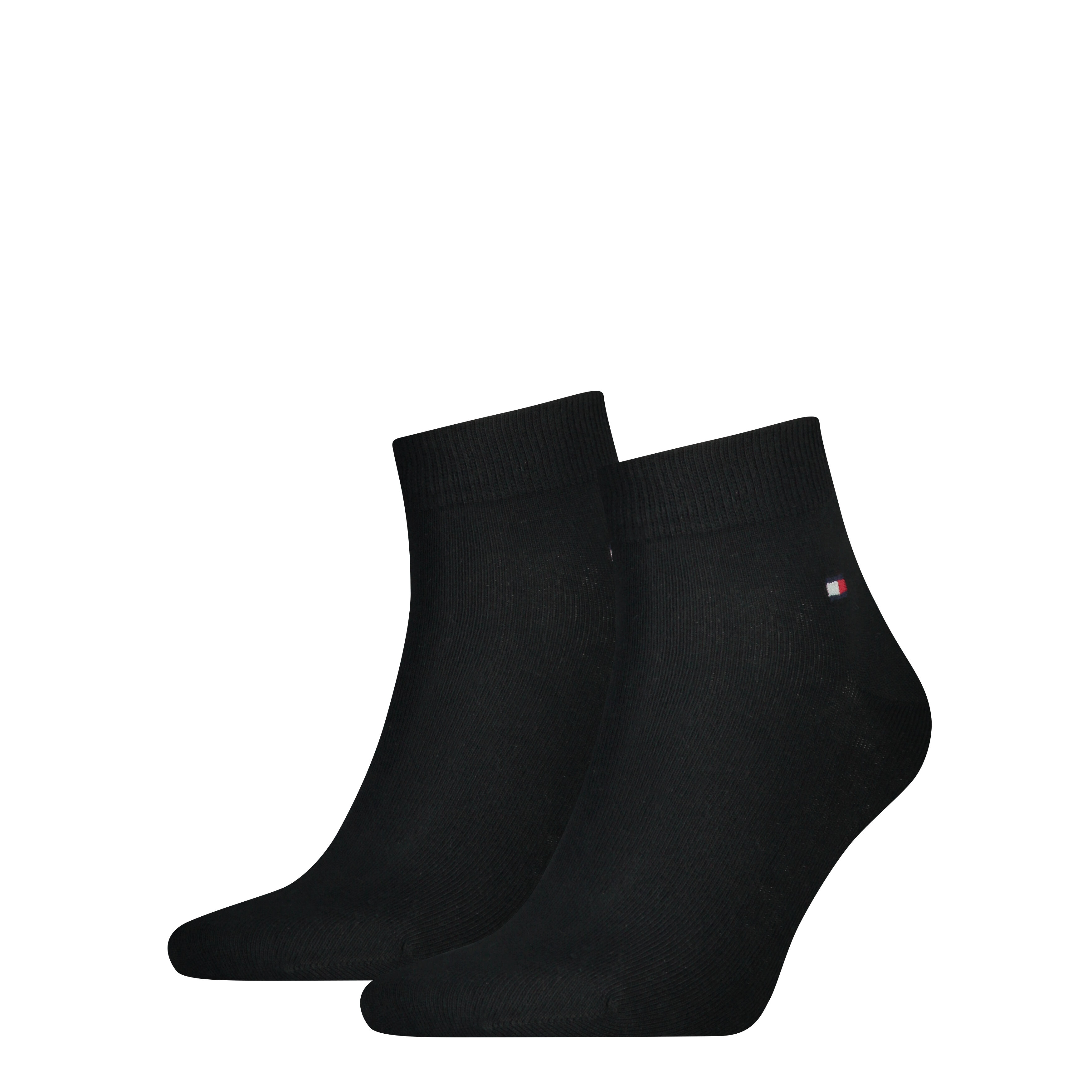 Tommy Hilfiger Quarter (2-pack), heren hoge enkelsokken, zwart