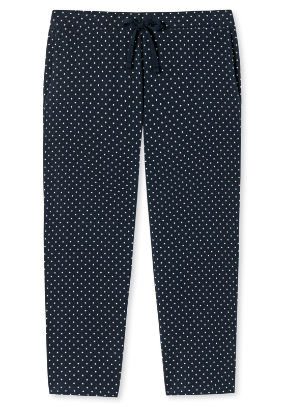 SCHIESSER Mix+Relax nachtkleding dames, dames broek 3/4-lengte stippen donkerblauw SCHIESSER Mix+Relax nachtkleding dames, dames broek 3/4-lengte stippen donkerblauw