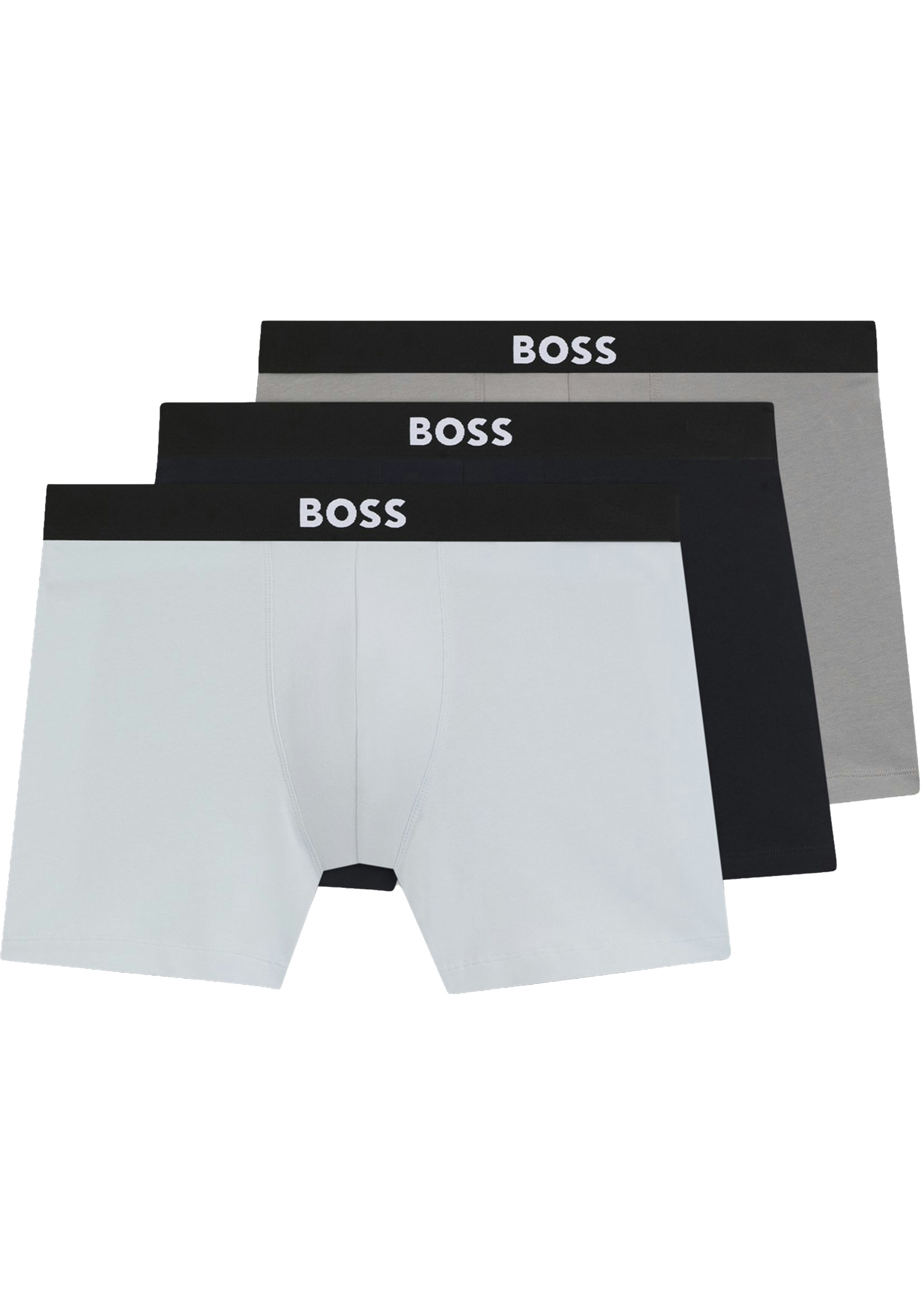 HUGO BOSS ONE boxer briefs (3-pack), heren boxers normale lengte, licht- en donkerblauw en grijs