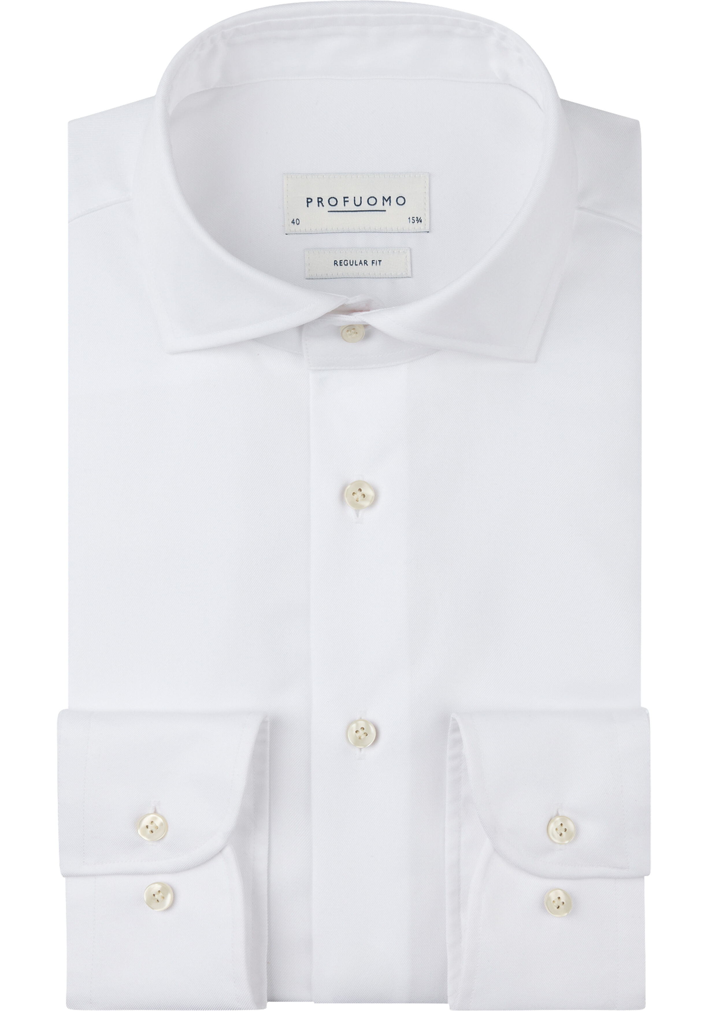Profuomo regular fit heren overhemd, twill, wit