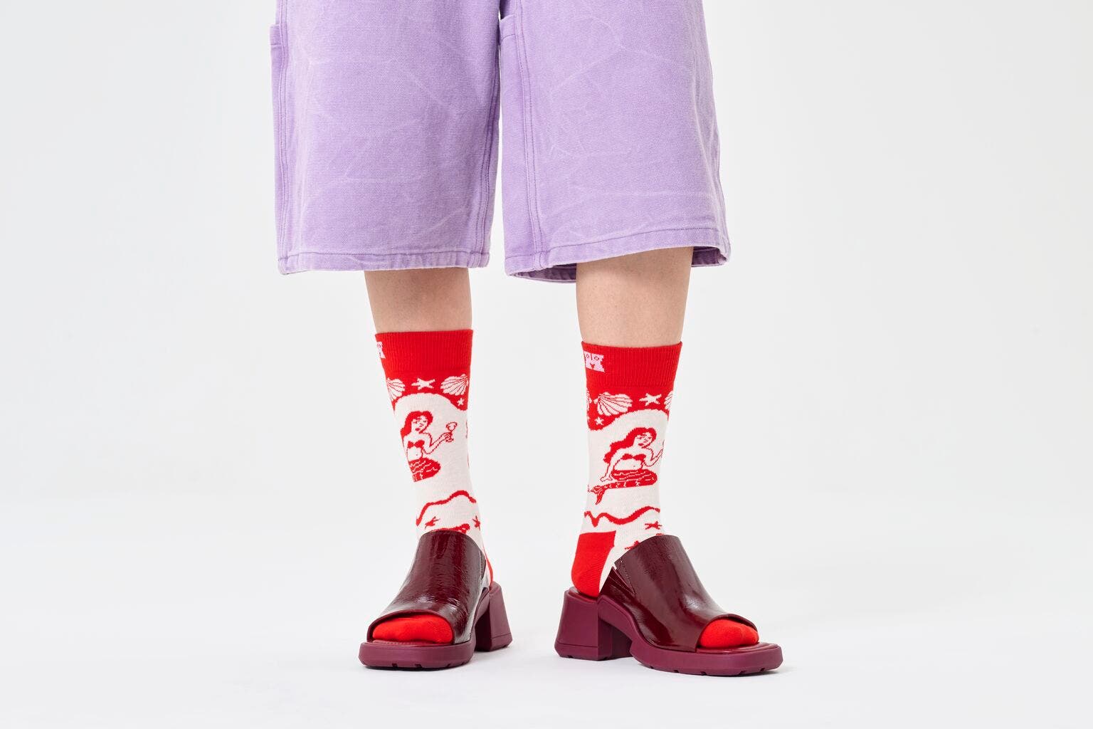 Happy Socks Mermaid Sock, unisex sokken, wit