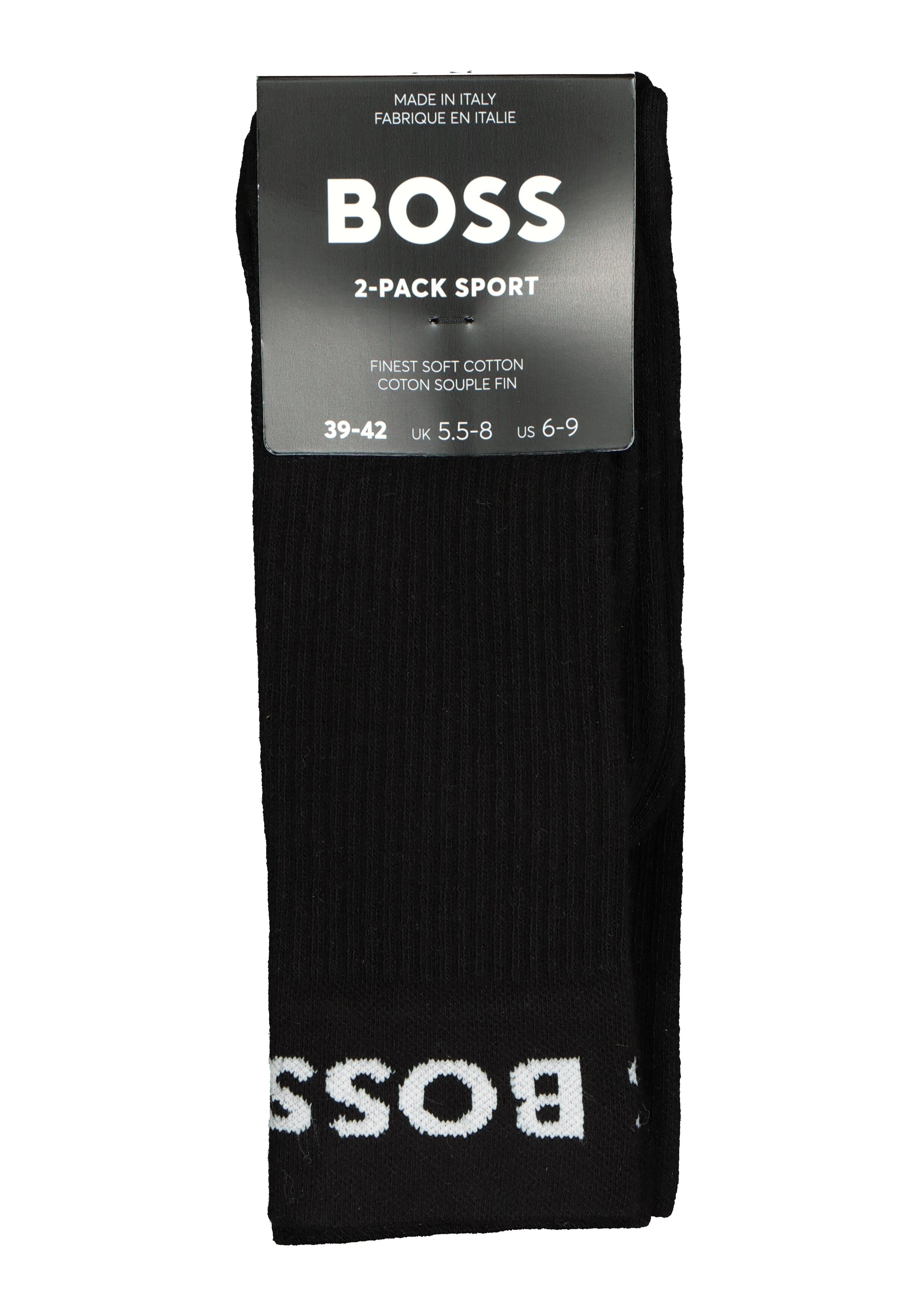 BOSS Sport Logo (2-pack), heren sportsokken katoen, zwart