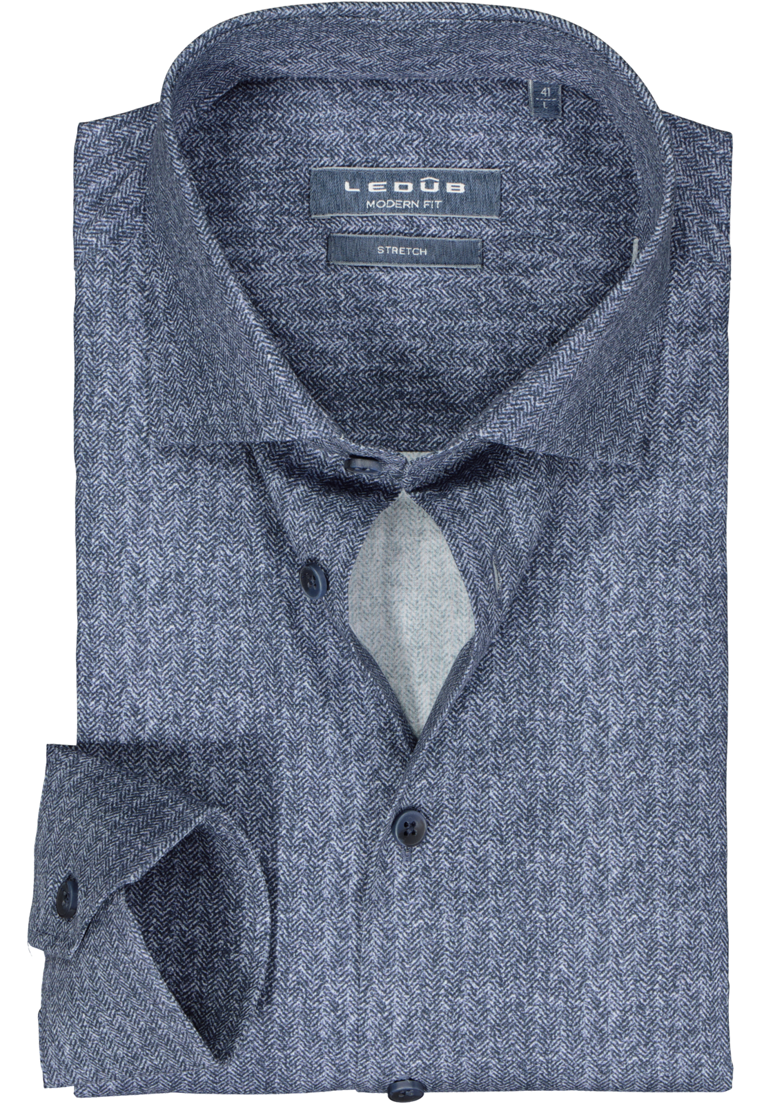 1-8720293953211_Ledub_overhemd_HR Ledub modern fit overhemd, donkerblauw dessin