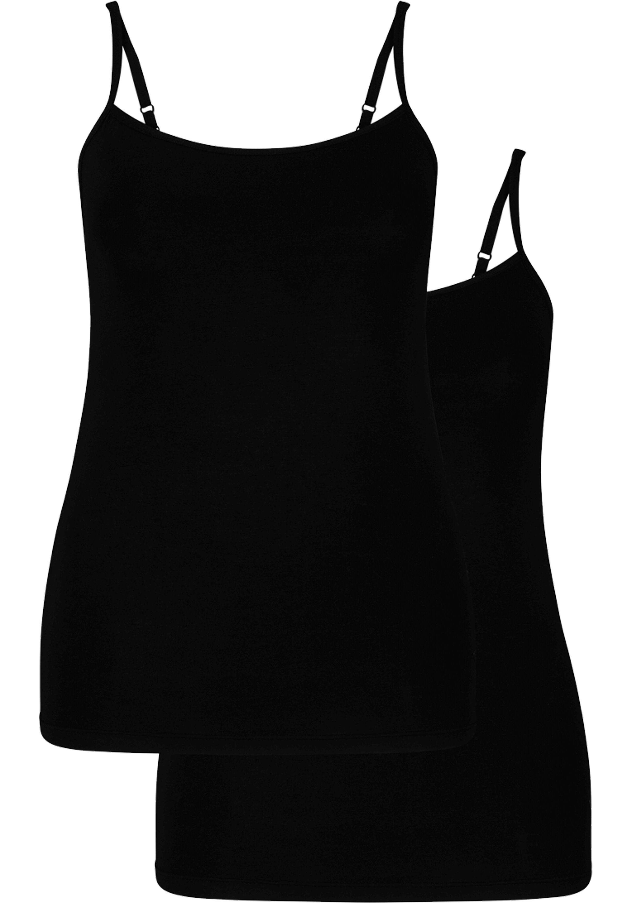 Bamboo Basics Vera spaghetti top (2-pack), dames hemdje met spaghettibandjes, zwart