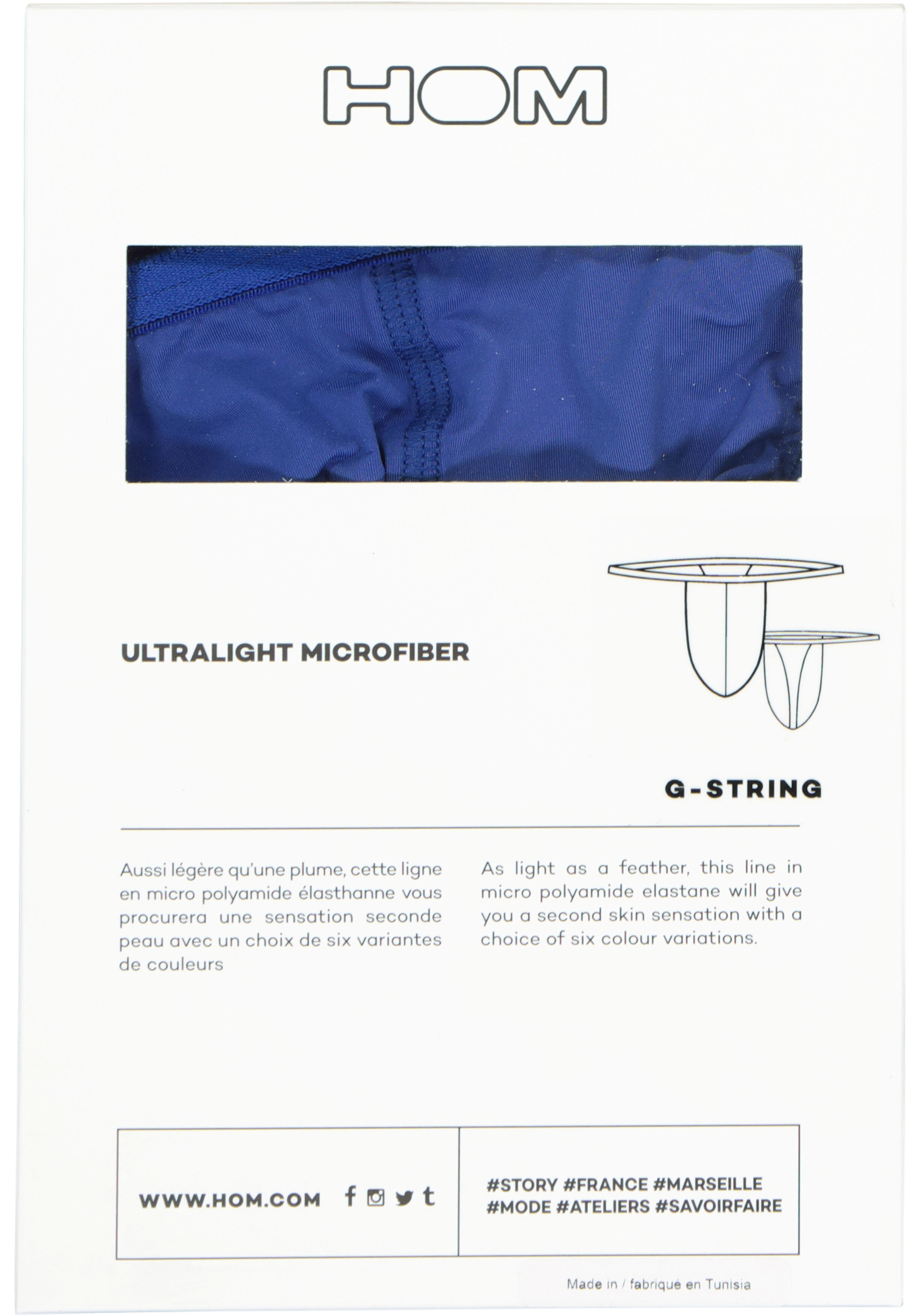 HOM Plume g-string (1-pack), heren string, blauw