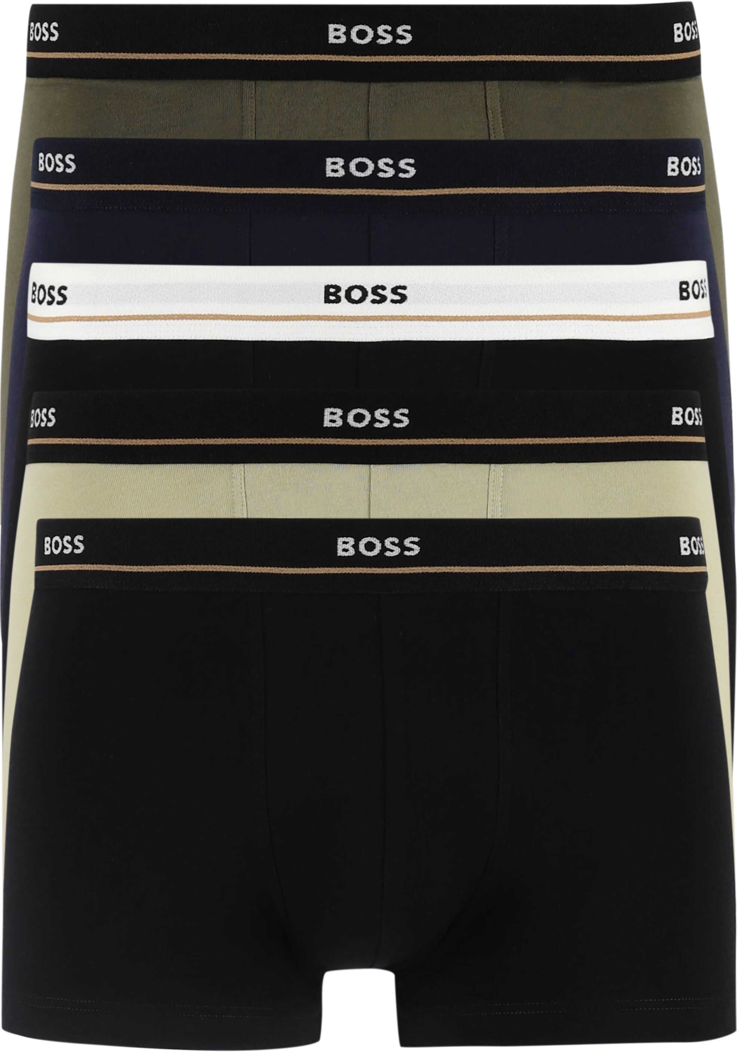 HUGO BOSS Essential trunks (5-pack), heren boxers kort, zwart, blauw en groen