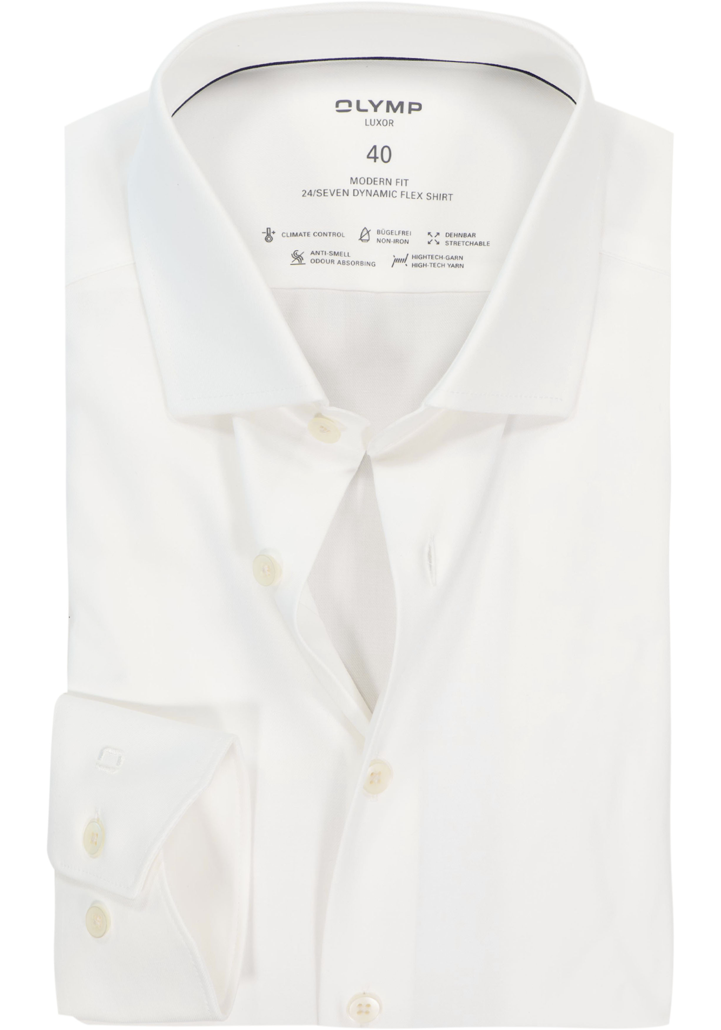 OLYMP Luxor 24/7 modern fit overhemd, twill, lichtbeige