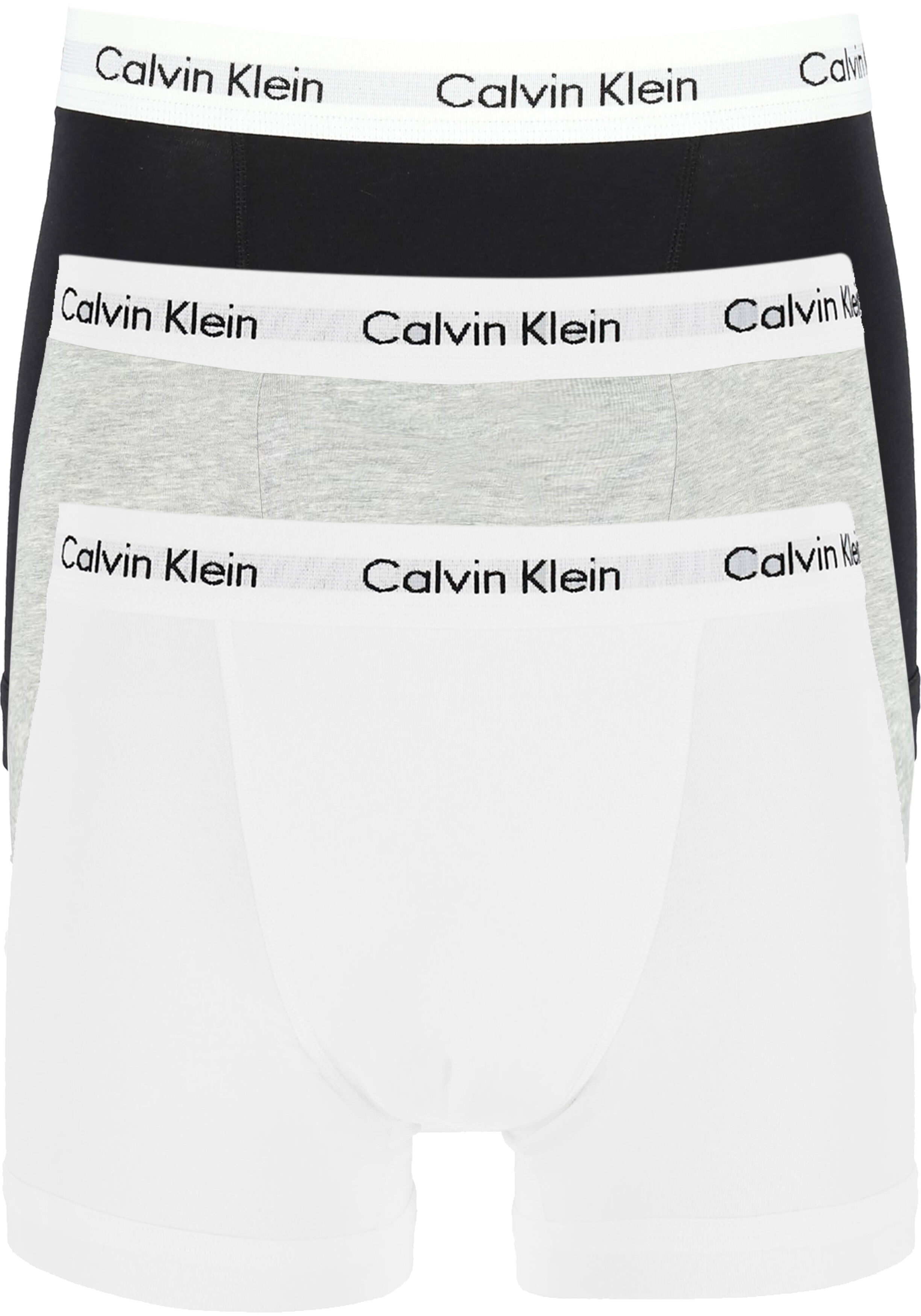 Calvin Klein Icon Cotton Stretch Trunks (3-pack), heren boxers normale lengte, zwart, grijs, wit
