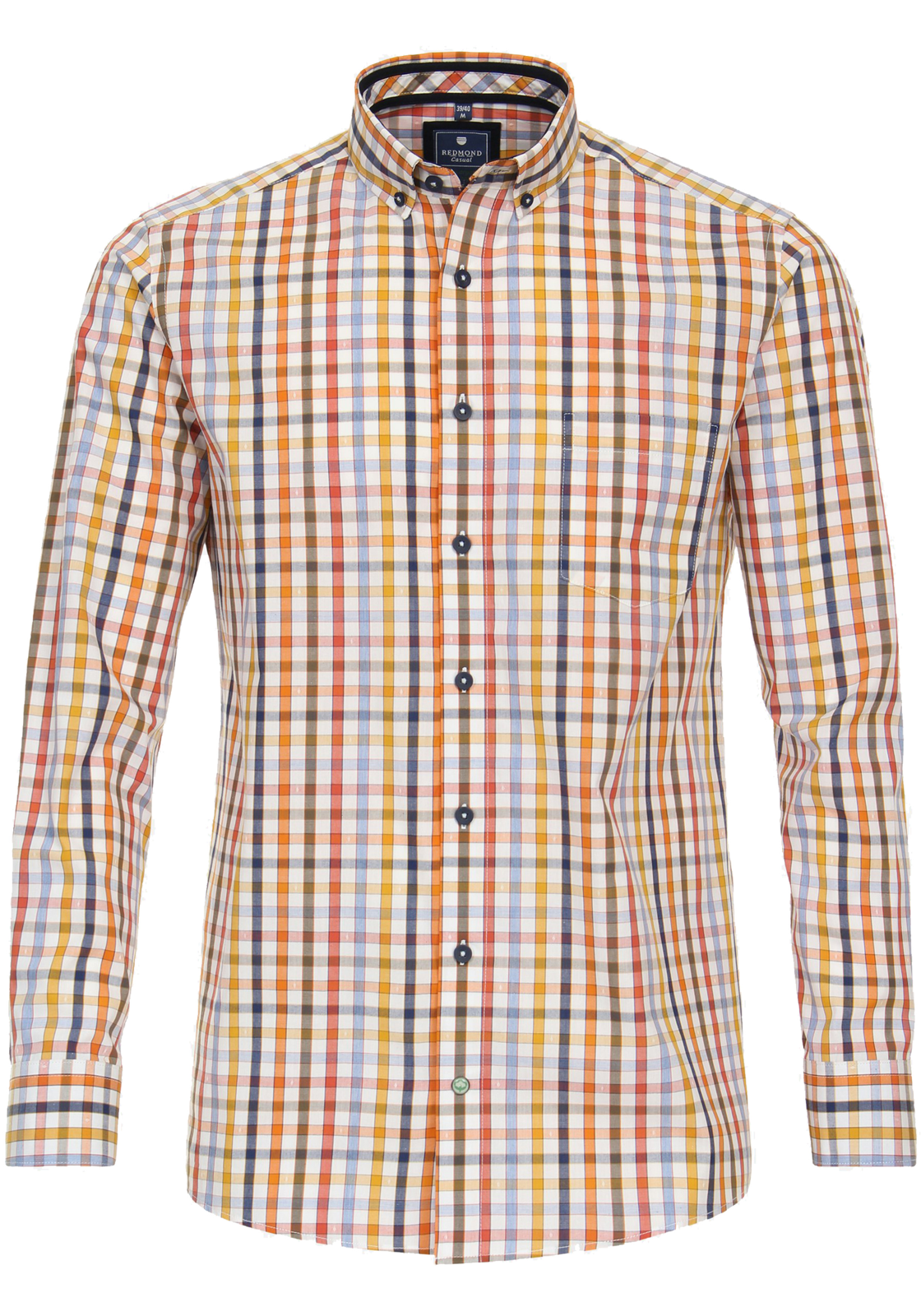 Redmond comfort fit overhemd, popeline, geel geruit Redmond comfort fit overhemd, popeline, geel geruit