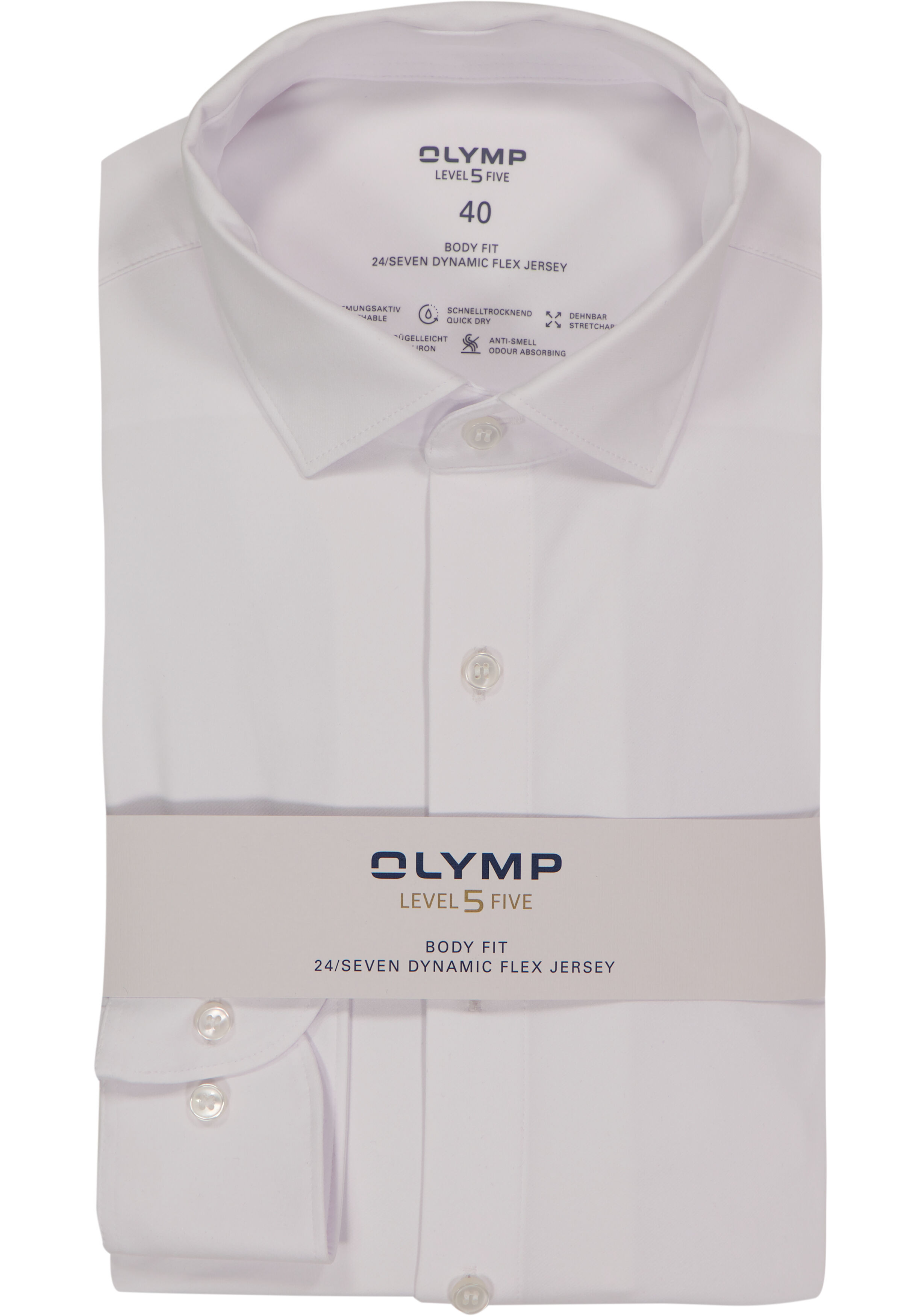 OLYMP 24/7 Level 5 body fit overhemd, tricot, wit