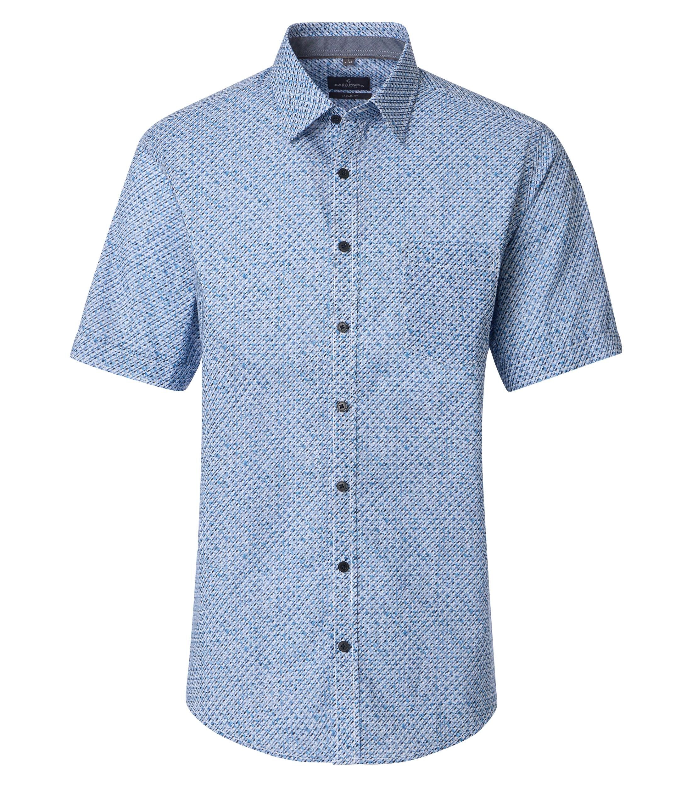 CASA MODA Sport casual fit overhemd, chambray, wit met blauw dessin