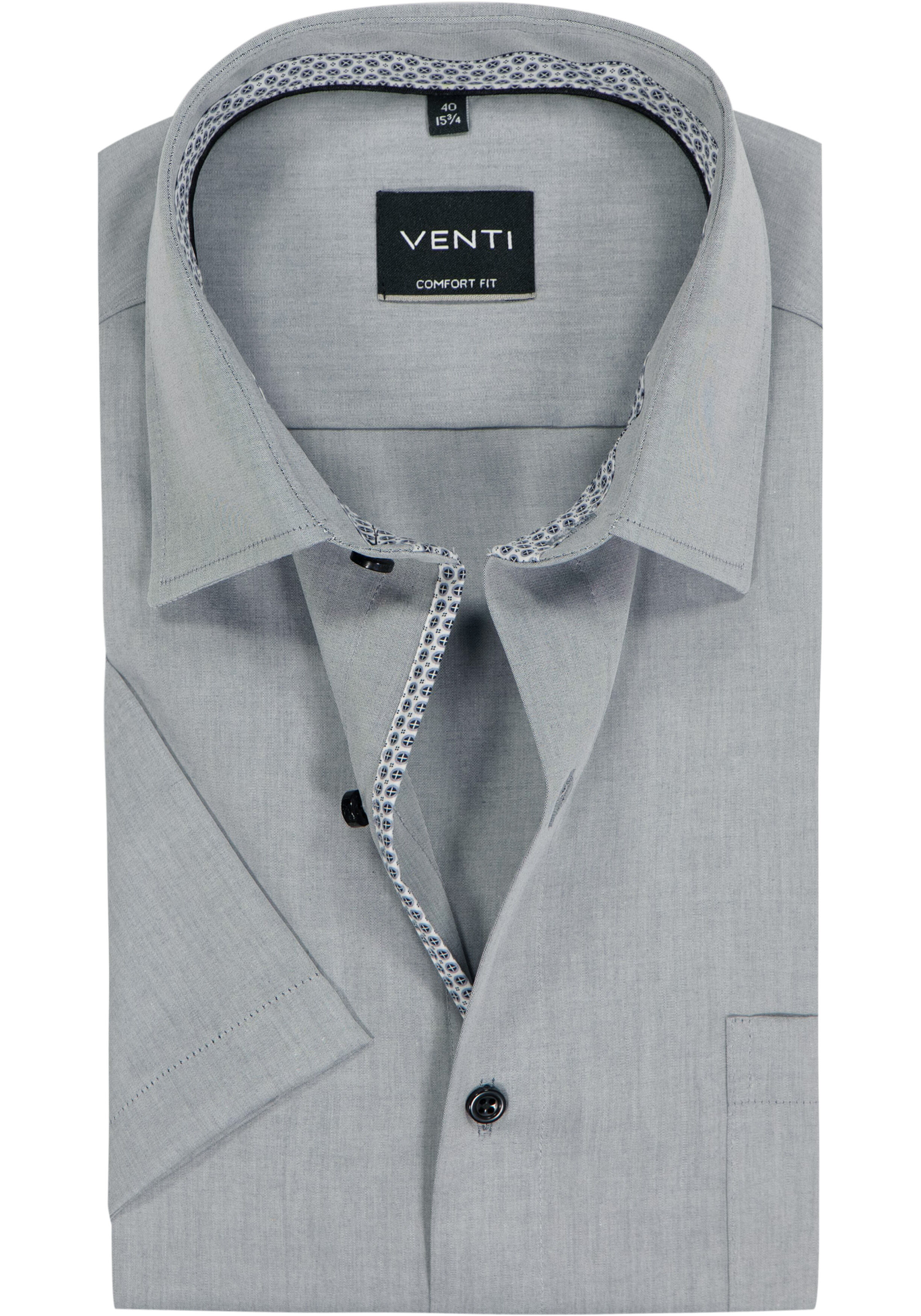 VENTI CASA MODA comfort fit overhemd, korte mouw, structuur, zilvergrijs