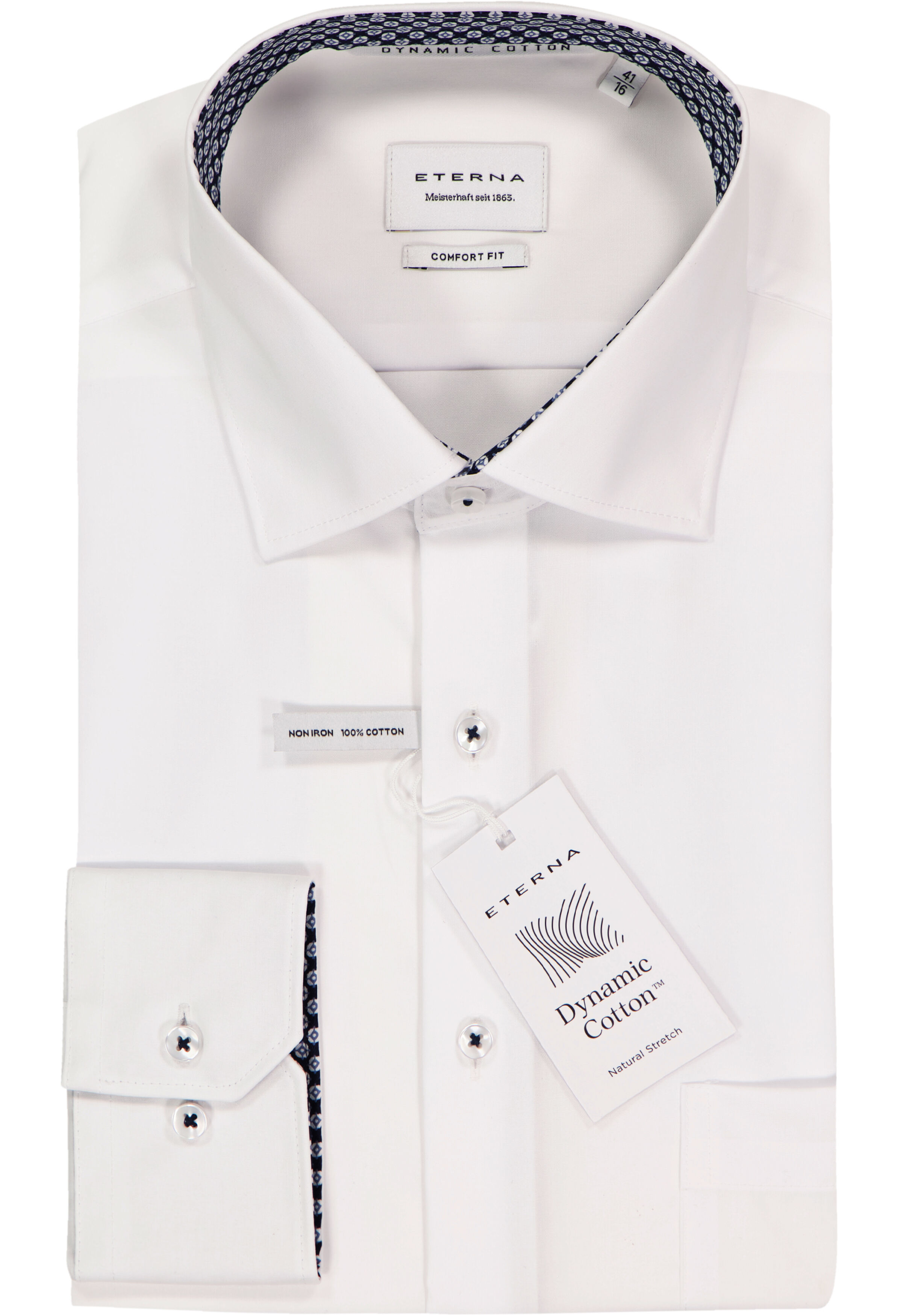 ETERNA comfort fit overhemd, popeline, wit