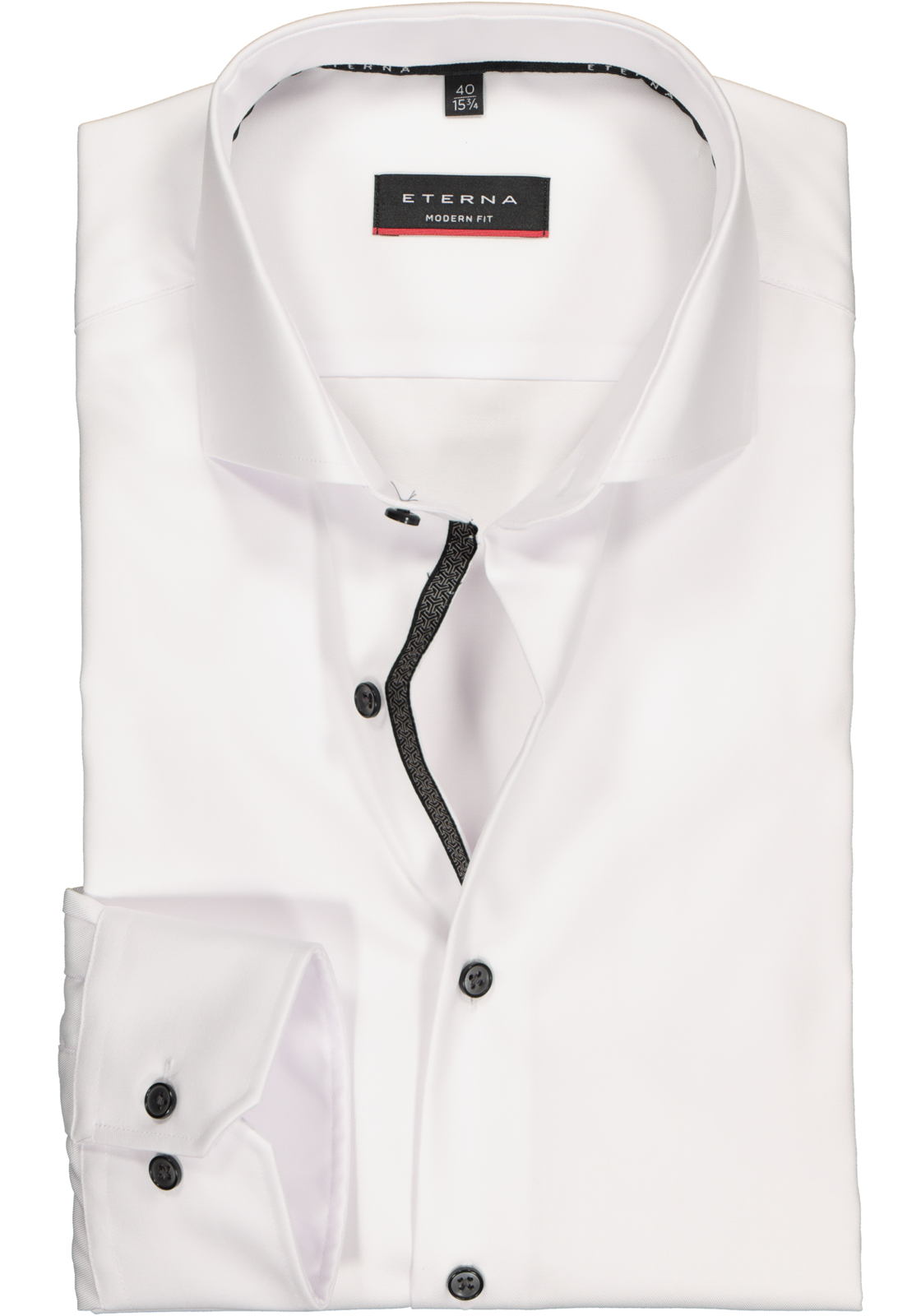 1-4062403227916_eterna-overhemd_HR ETERNA modern fit overhemd, niet doorschijnend twill heren overhemd, wit (zwart contrast)