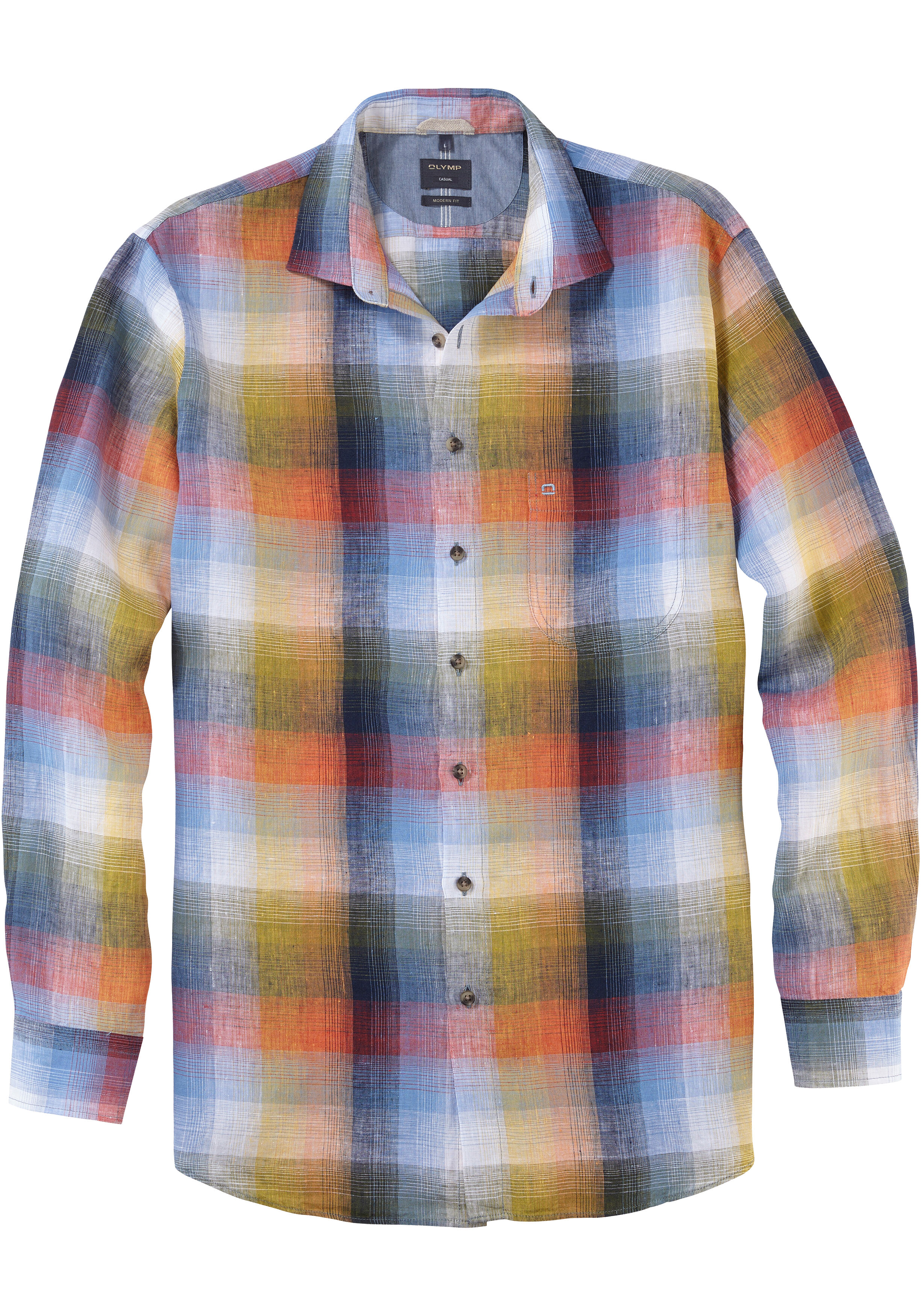 OLYMP Casual modern fit overhemd, structuur, rood geruit