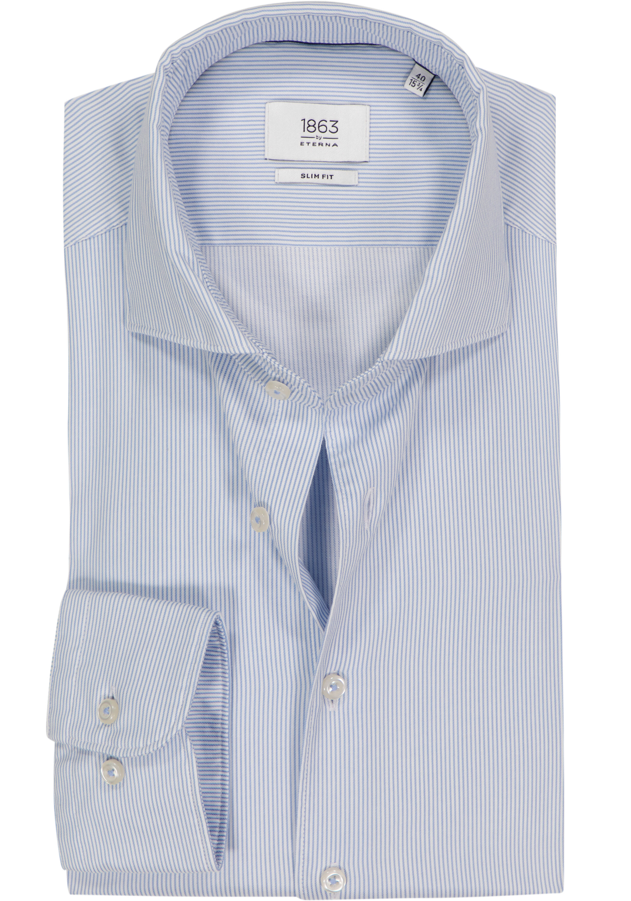 ETERNA 1863 slim fit casual Soft tailoring overhemd, twill heren overhemd, blauw met wit gestreept