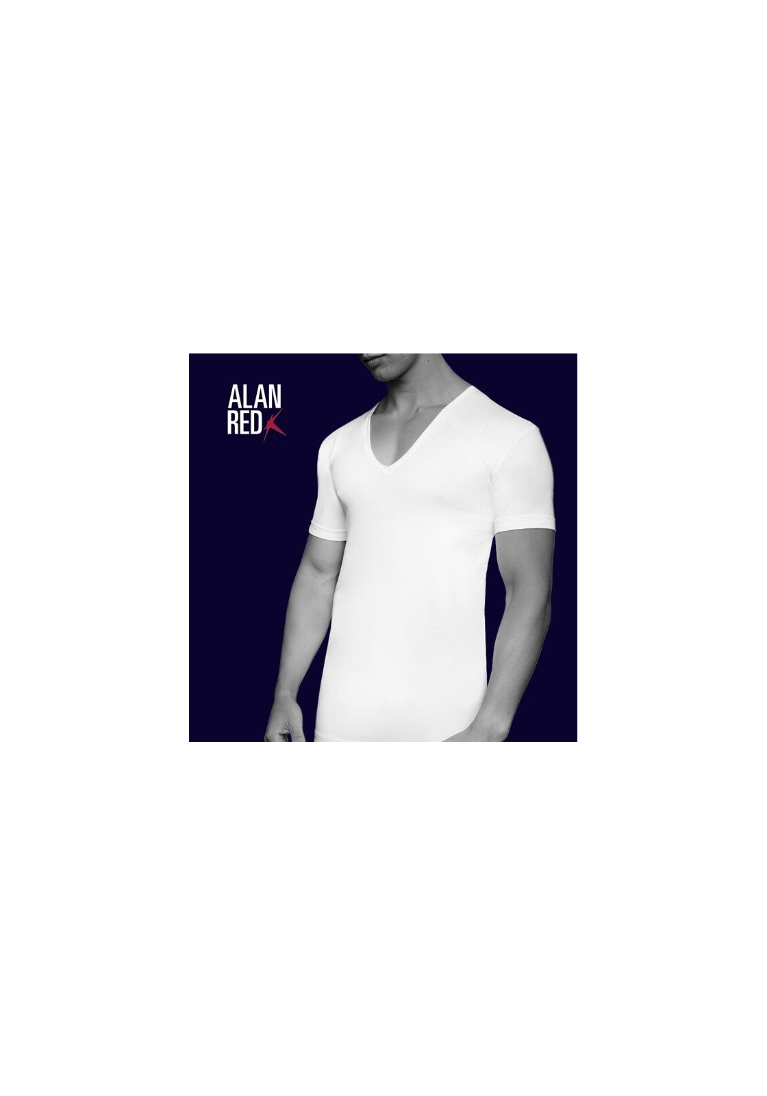 56012_Alan_Red_Stretch_T-shirts_diepe_V-hals ALAN RED T-shirts no neck (2-pack), diepe V-hals, zwart