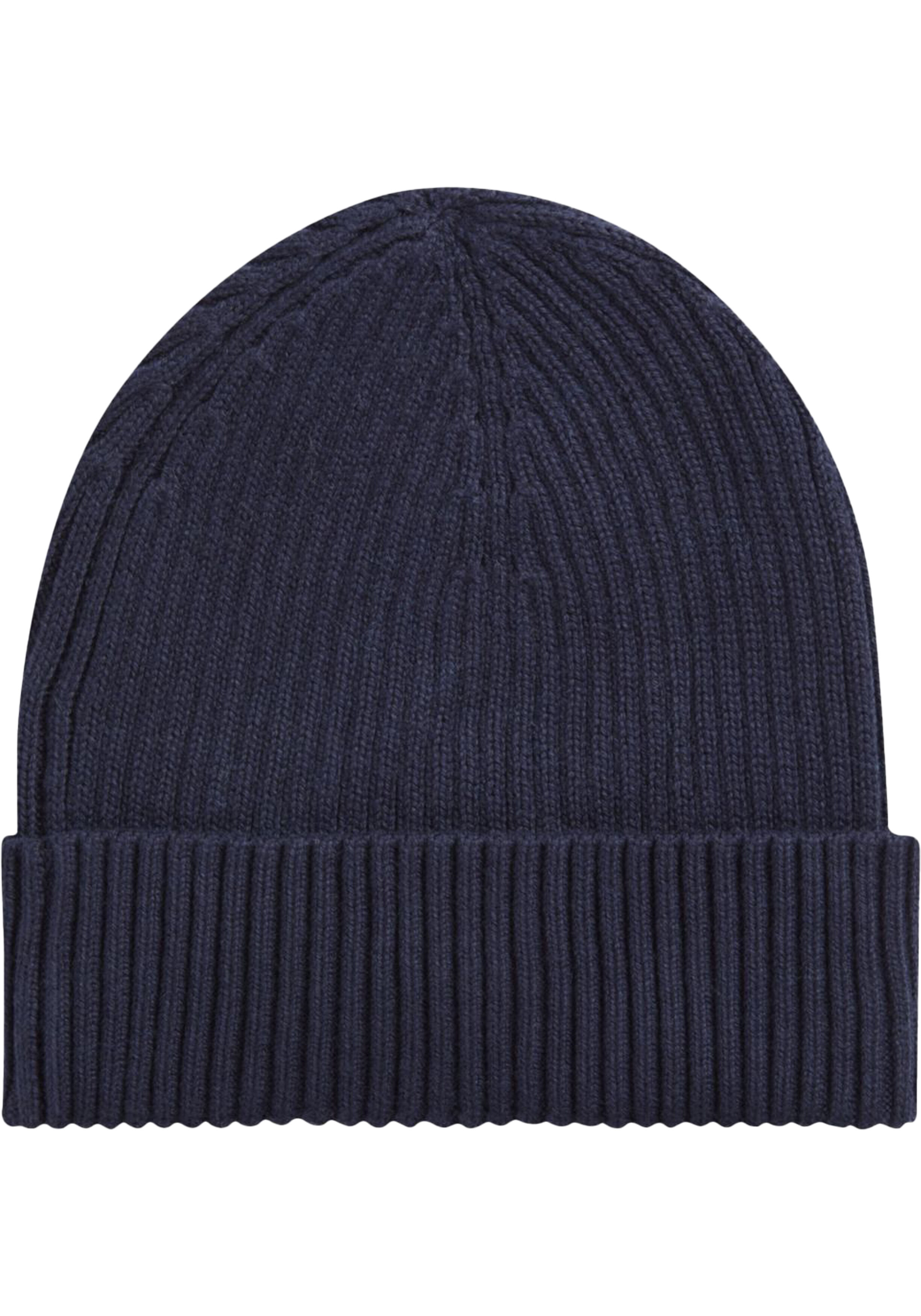 Calvin Klein muts, classic cotton rib beanie, donkerblauw