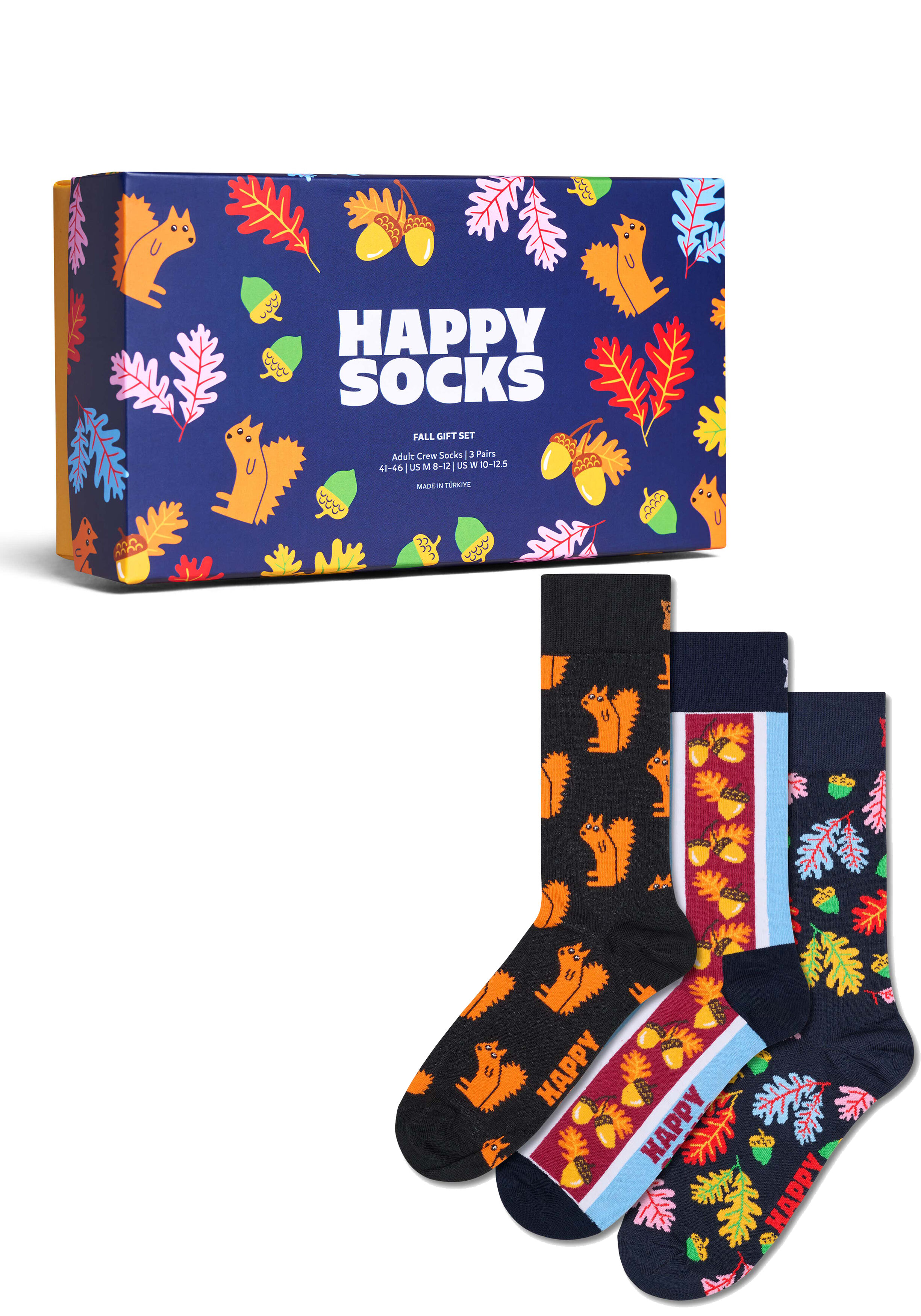 Happy Socks Fall Socks Gift Set (3-pack), unisex sokken in cadeauverpakking, zwart