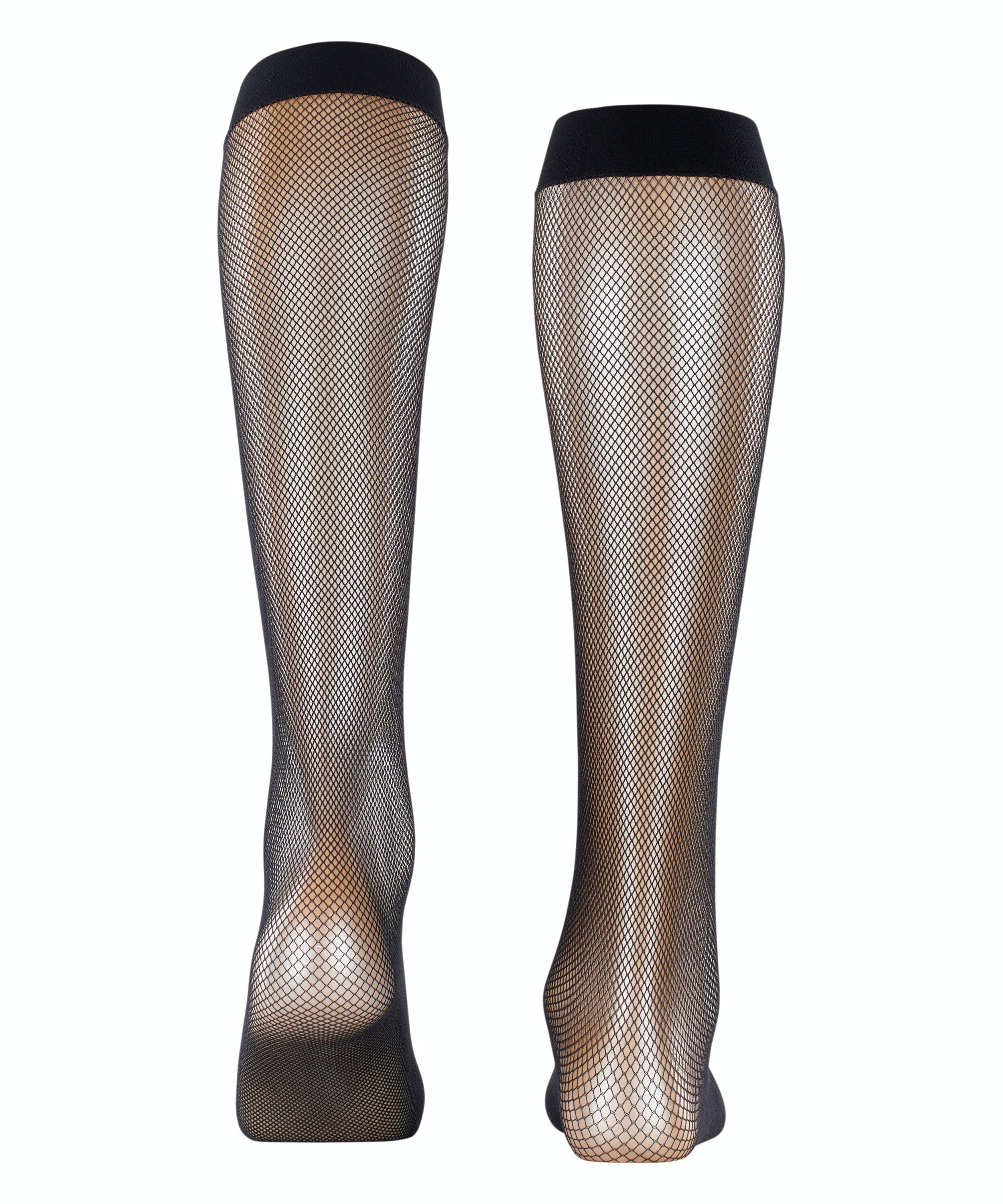 FALKE Net dames kniekousen, zwart (black)