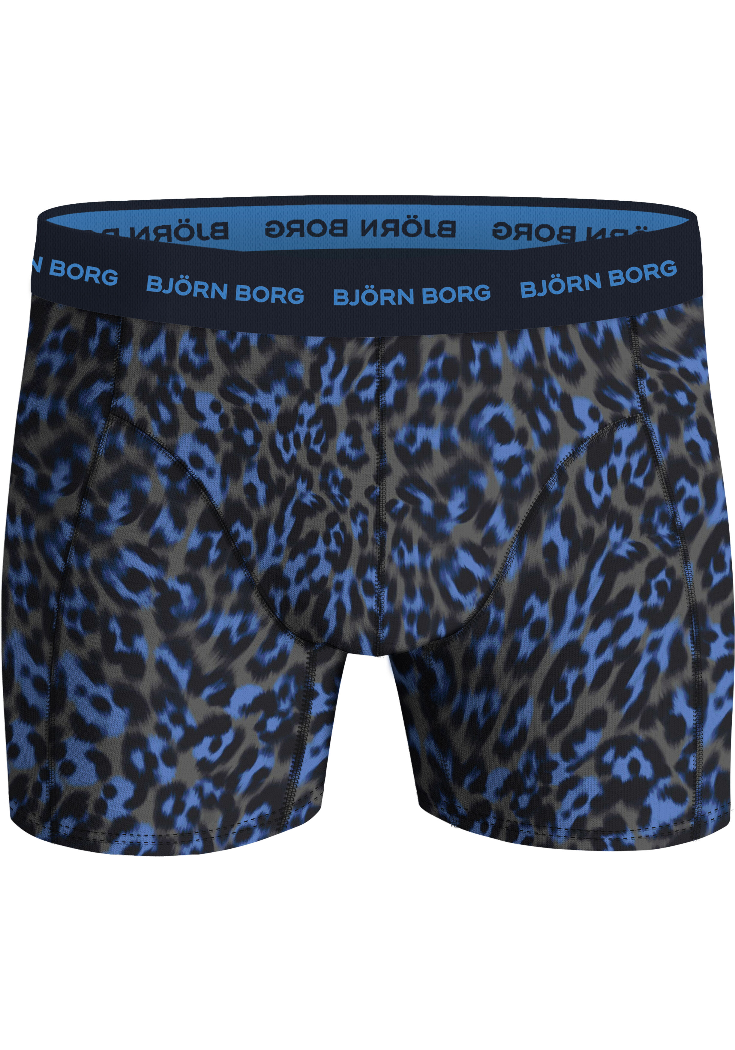Bjorn Borg Cotton Stretch boxers, heren boxers normale lengte (5-pack), 3 tinten blauw en luipaard print
