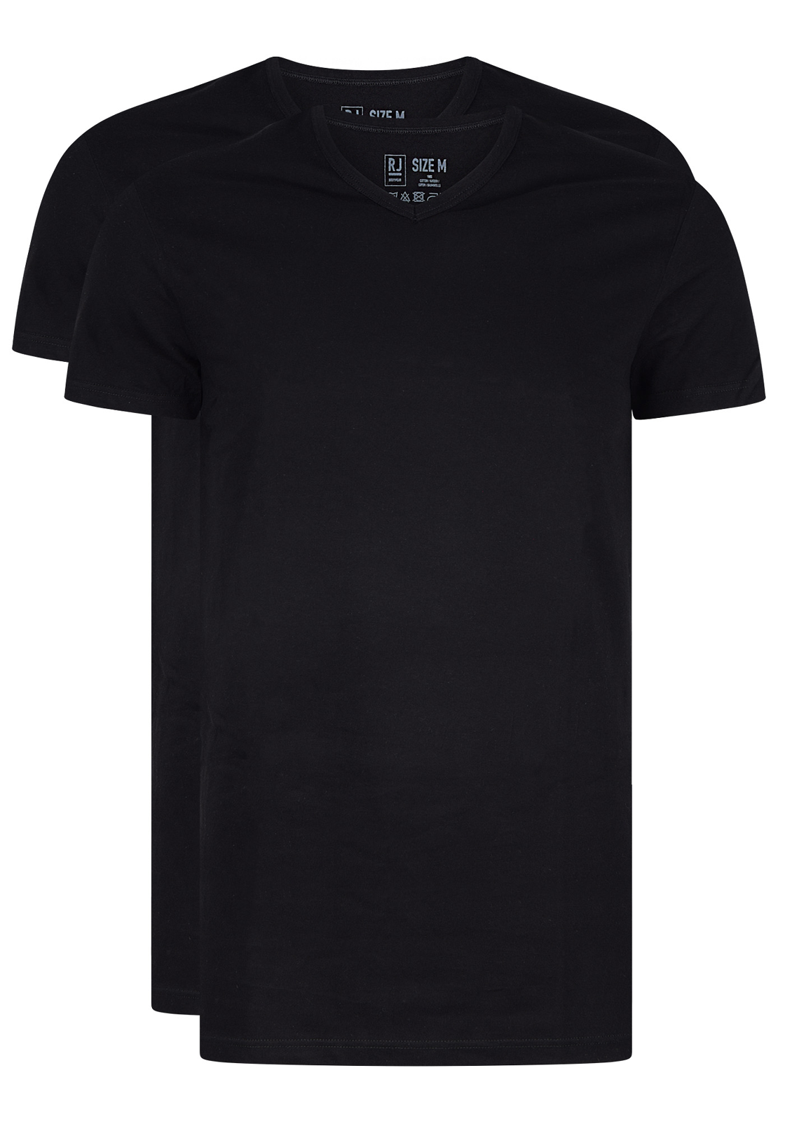 RJ_bodywear-ondergoed-37-044-Gouda-black RJ Bodywear Everyday Gouda T-shirts (2-pack), heren T-shirts V-hals smal, zwart
