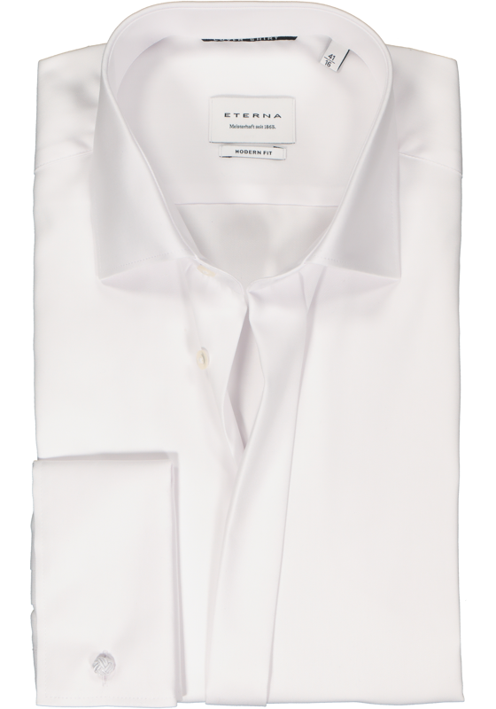 ETERNA modern fit overhemd mouwlengte 7, twill met dubbele manchet, wit ETERNA modern fit overhemd mouwlengte 7, twill met dubbele manchet, wit