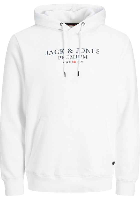 JACK & JONES Arie sweat hood slim fit, heren hoodie katoenmengsel met capuchon, wit JACK & JONES Arie sweat hood slim fit, heren hoodie katoenmengsel met capuchon, wit