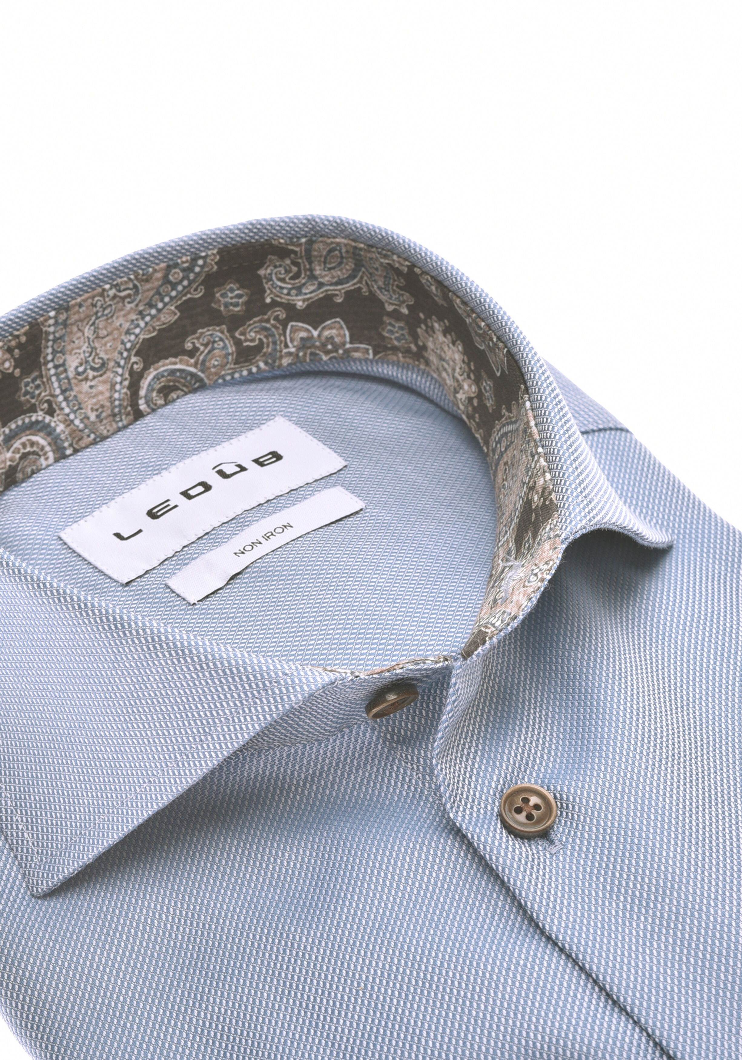 Ledub modern fit overhemd, popeline, middenblauw