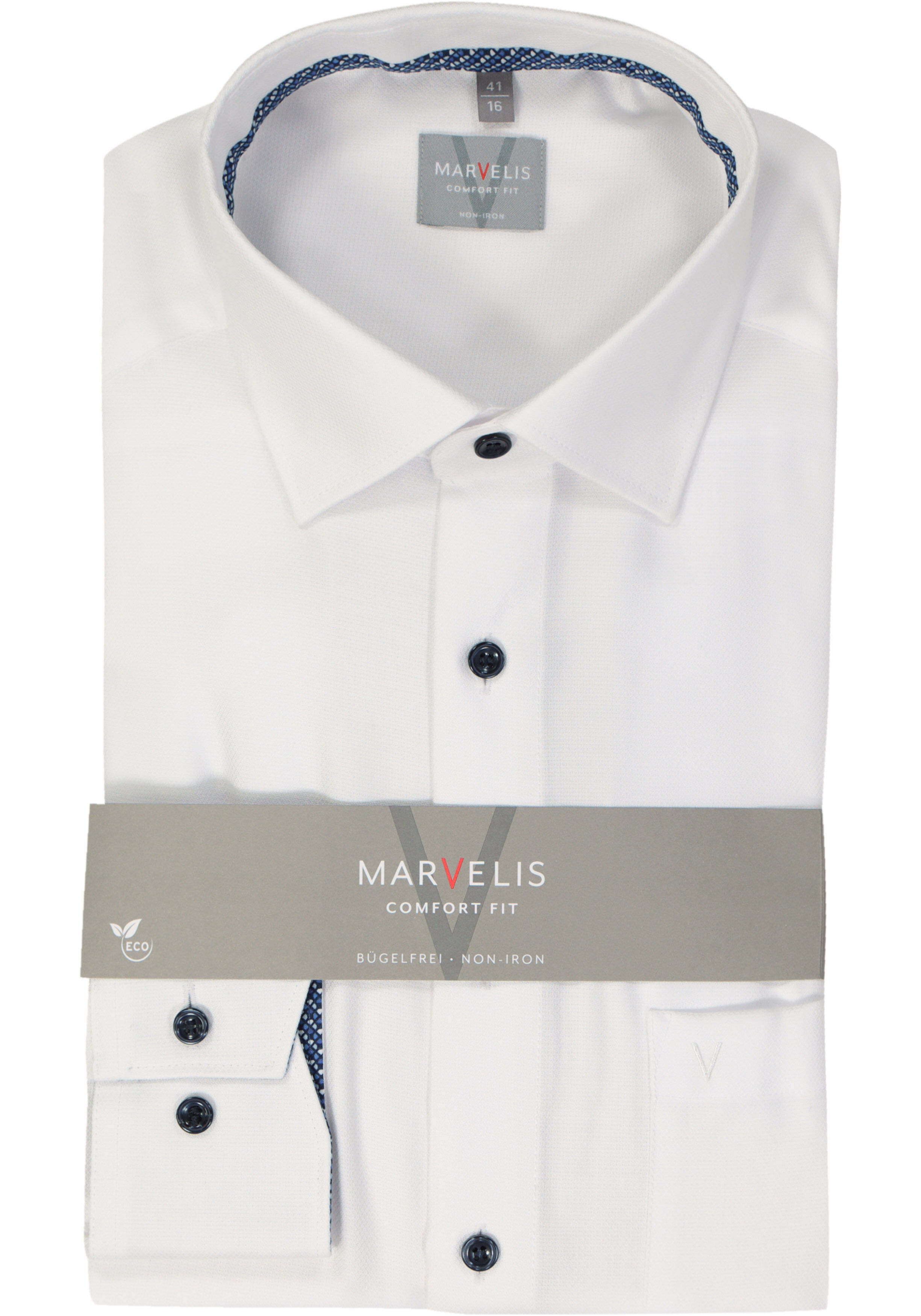 MARVELIS comfort fit overhemd, structuur, wit