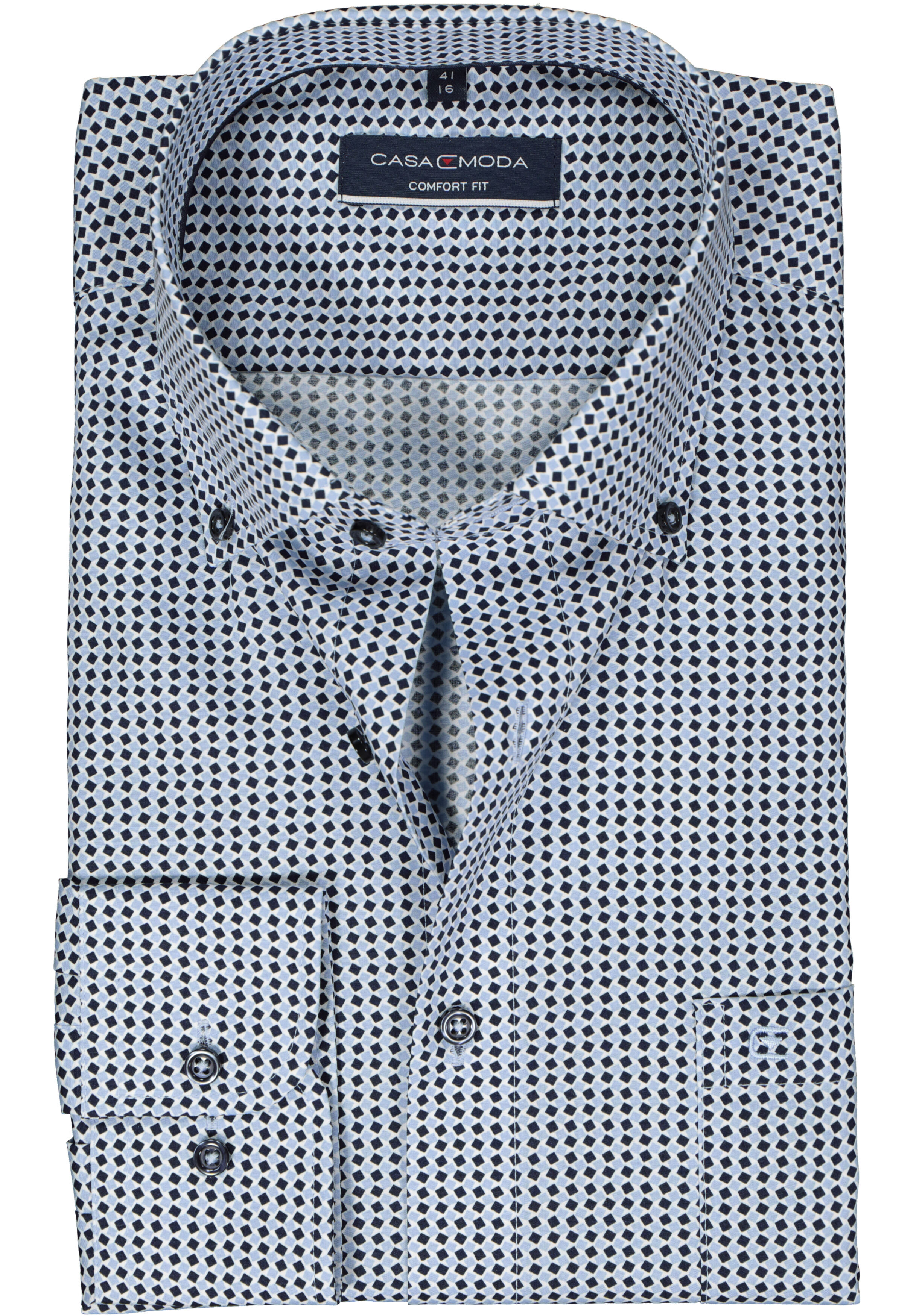 CASA MODA comfort fit overhemd, popeline, blauw dessin