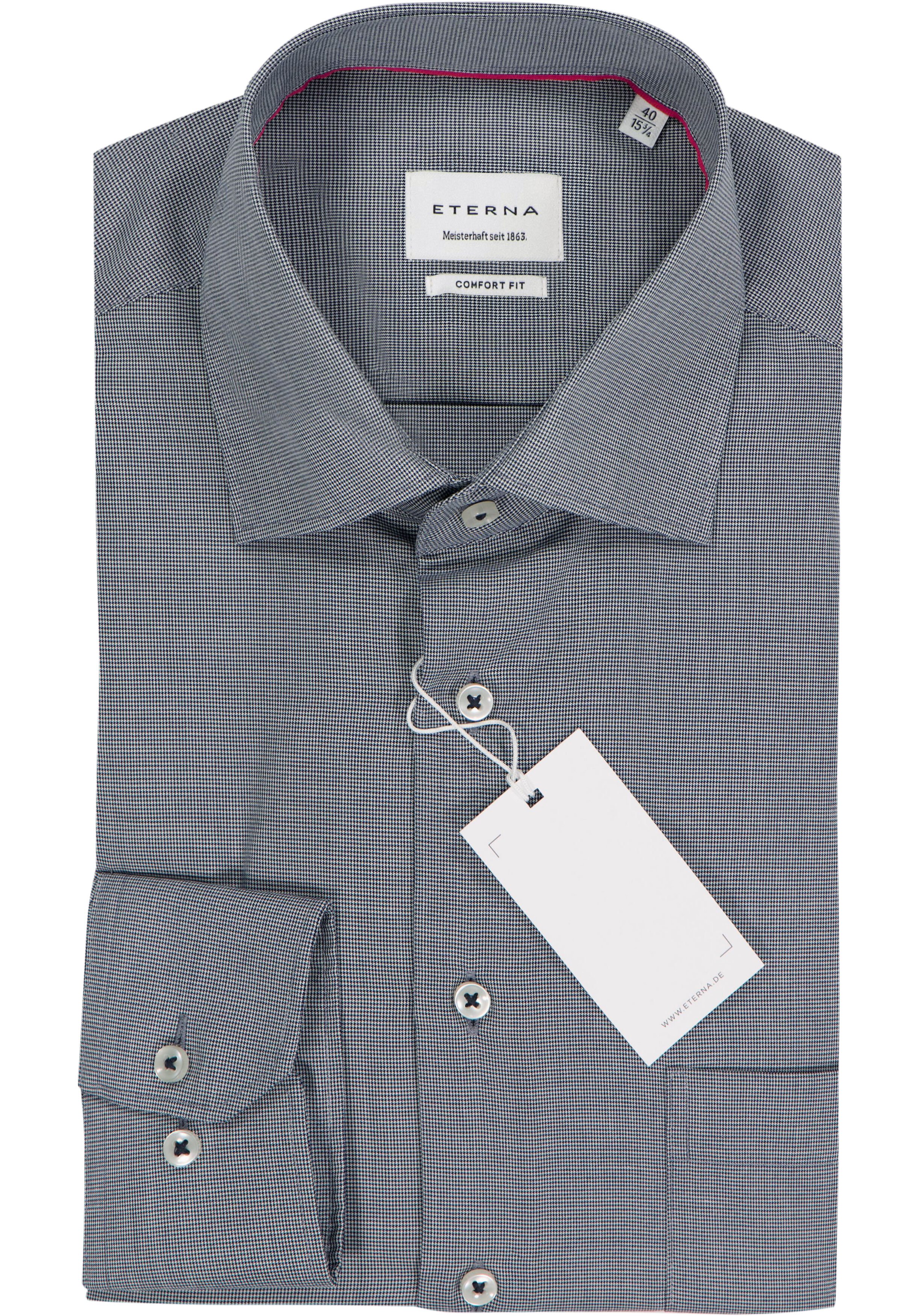 ETERNA comfort fit overhemd, structuur, donkerblauw